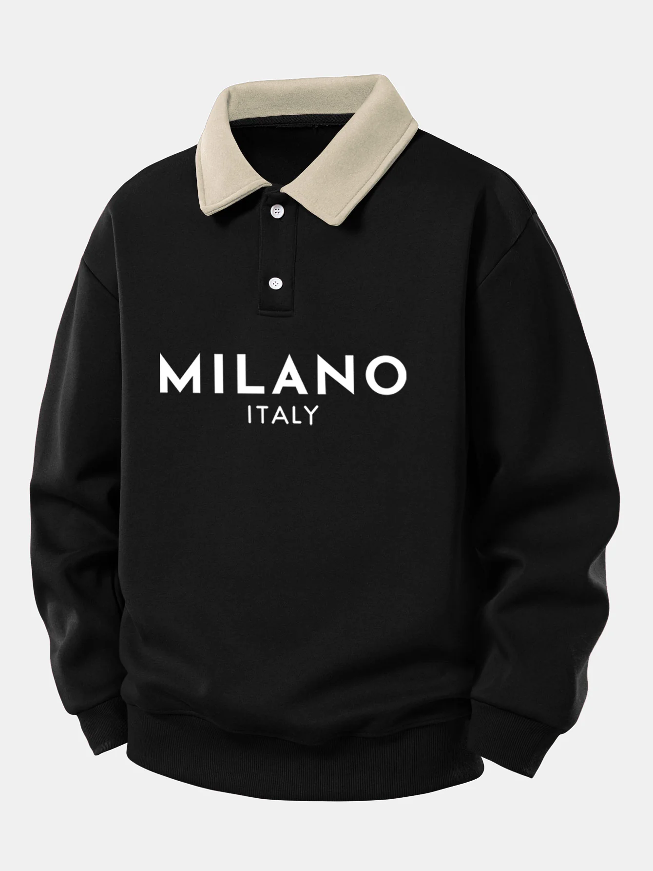 Relax Fit Milano Print Kontrast Poloshirts Sweatshirt - Image 4