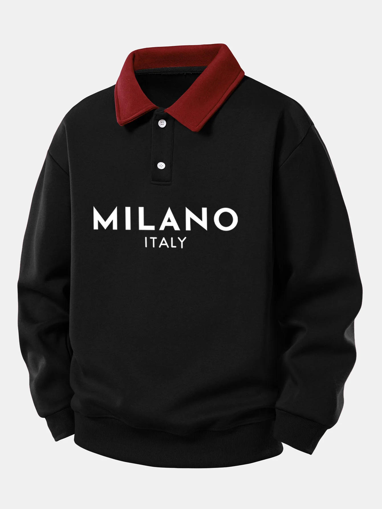 Relax Fit Milano Print Kontrast Poloshirts Sweatshirt - Image 5