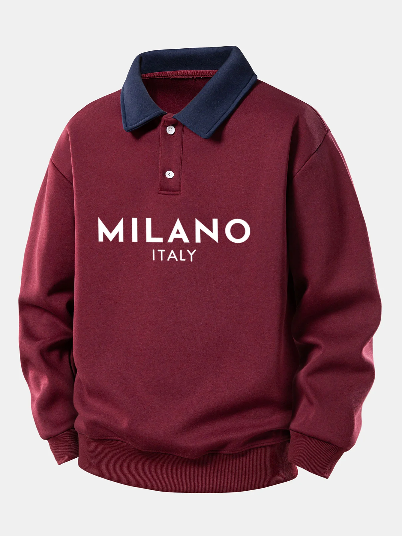Relax Fit Milano Print Kontrast Poloshirts Sweatshirt - Image 6