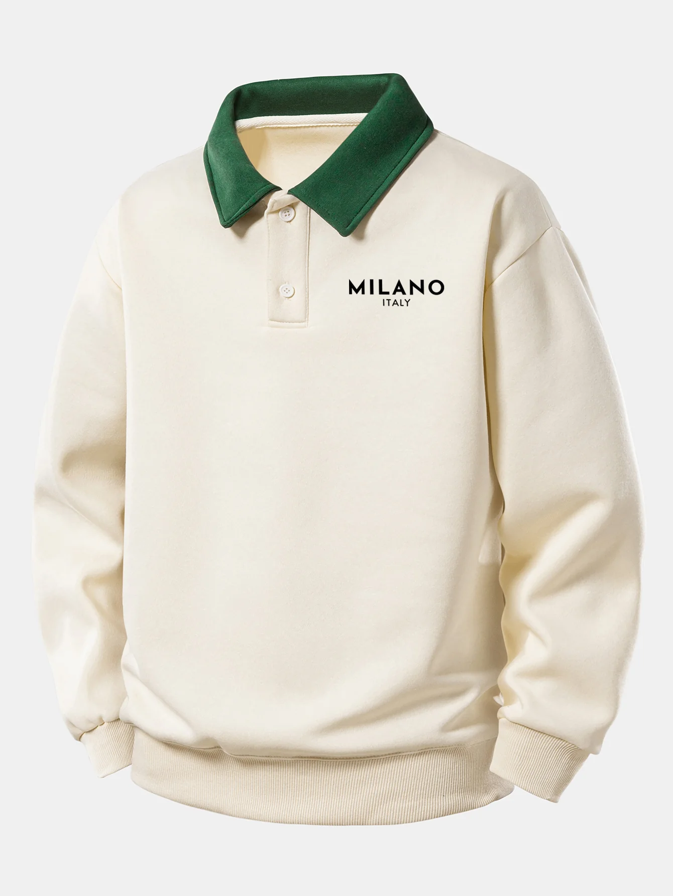 Relax Fit Milano Print Kontrast Poloshirts Sweatshirt - Image 5