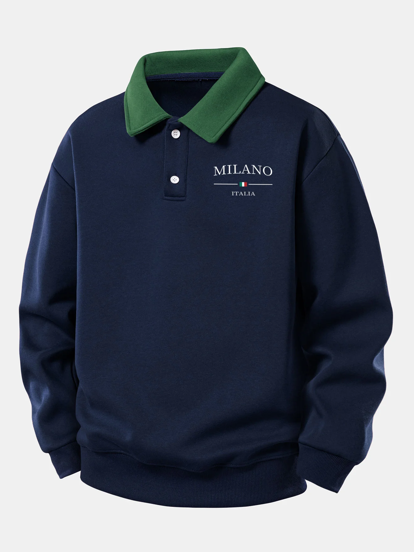 Relax Fit Milano Print Contrast Polo Sweatshirt - Image 2