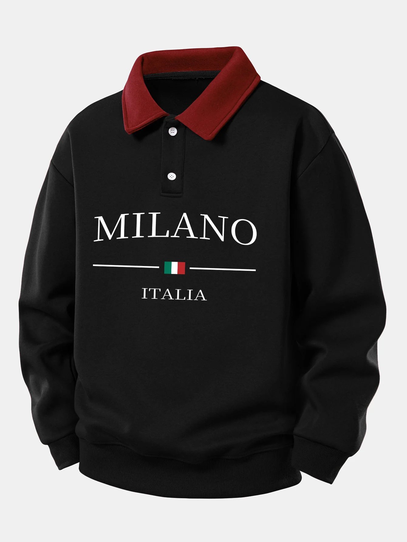 Relax Fit Milano Print Kontrast Poloshirts Sweatshirt - Image 3