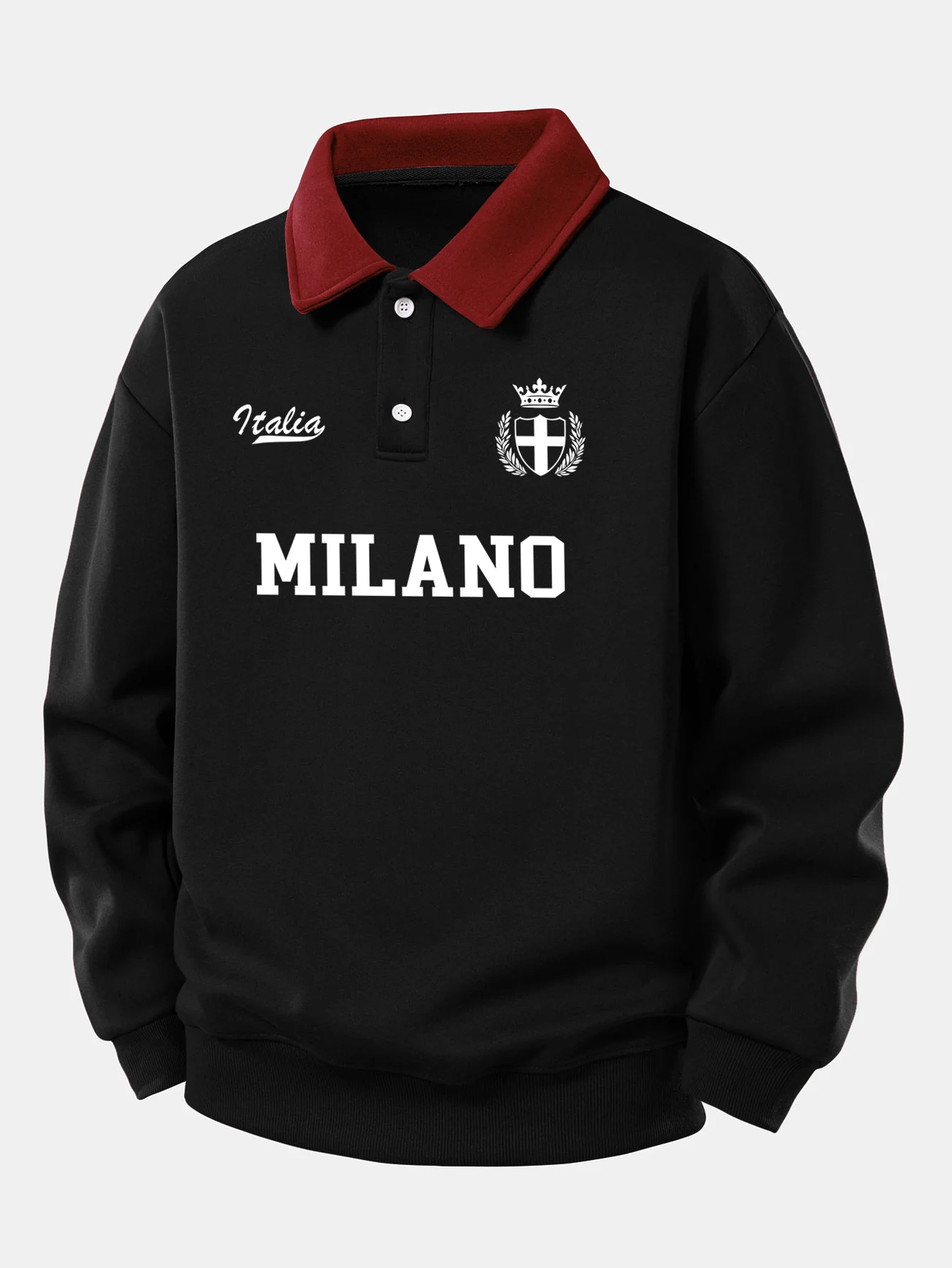 Relax Fit Milano Print Contrast Polo Sweatshirt - Image 4