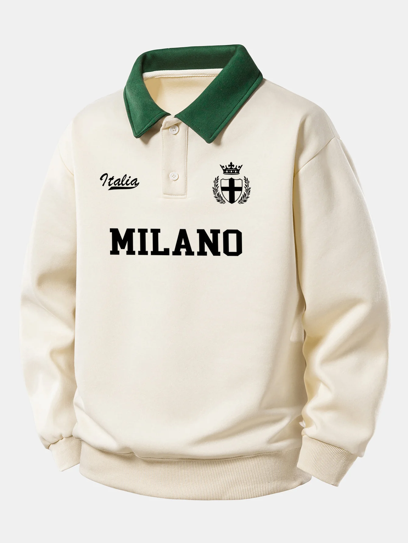Relax Fit Milano Print Contrast Polo Sweatshirt - Image 6