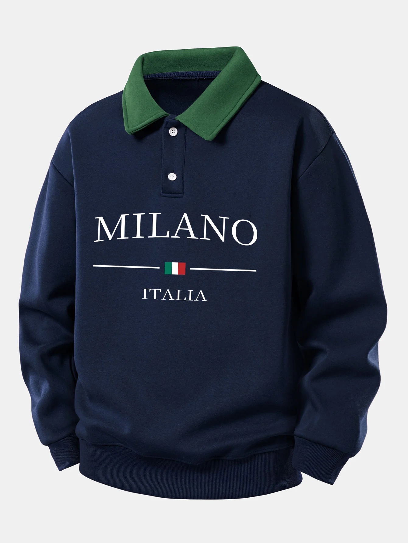 Relax Fit Milano Print Kontrast Poloshirts Sweatshirt - Image 5