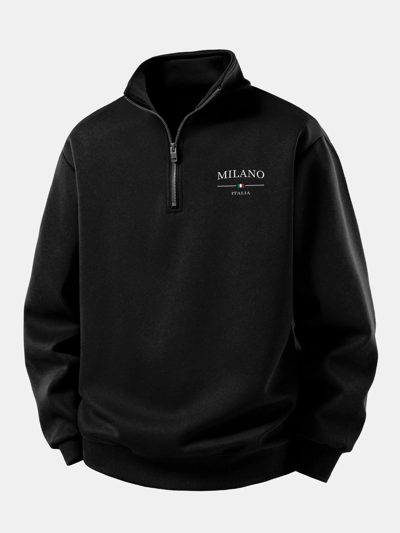 Relax Fit Milano Print Quarter Zip Sweatshirt - Image 3