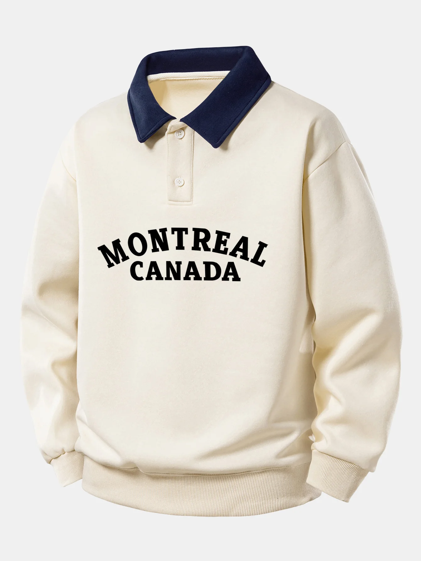 Relax Fit Montreal Canada Print Kontrast Poloshirts Sweatshirt - Image 11