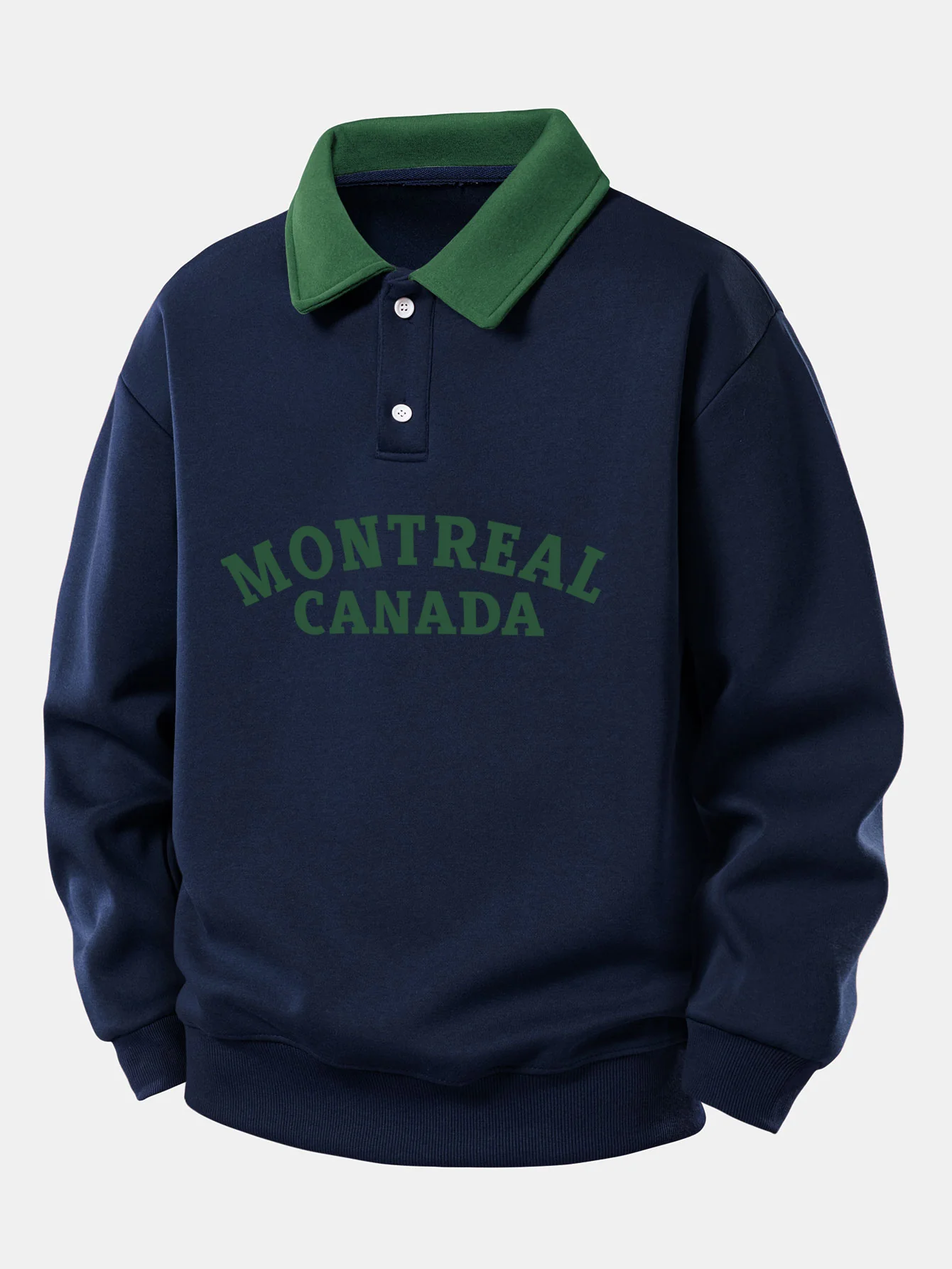 Relax Fit Montreal Canada Print Kontrast Poloshirts Sweatshirt - Image 5