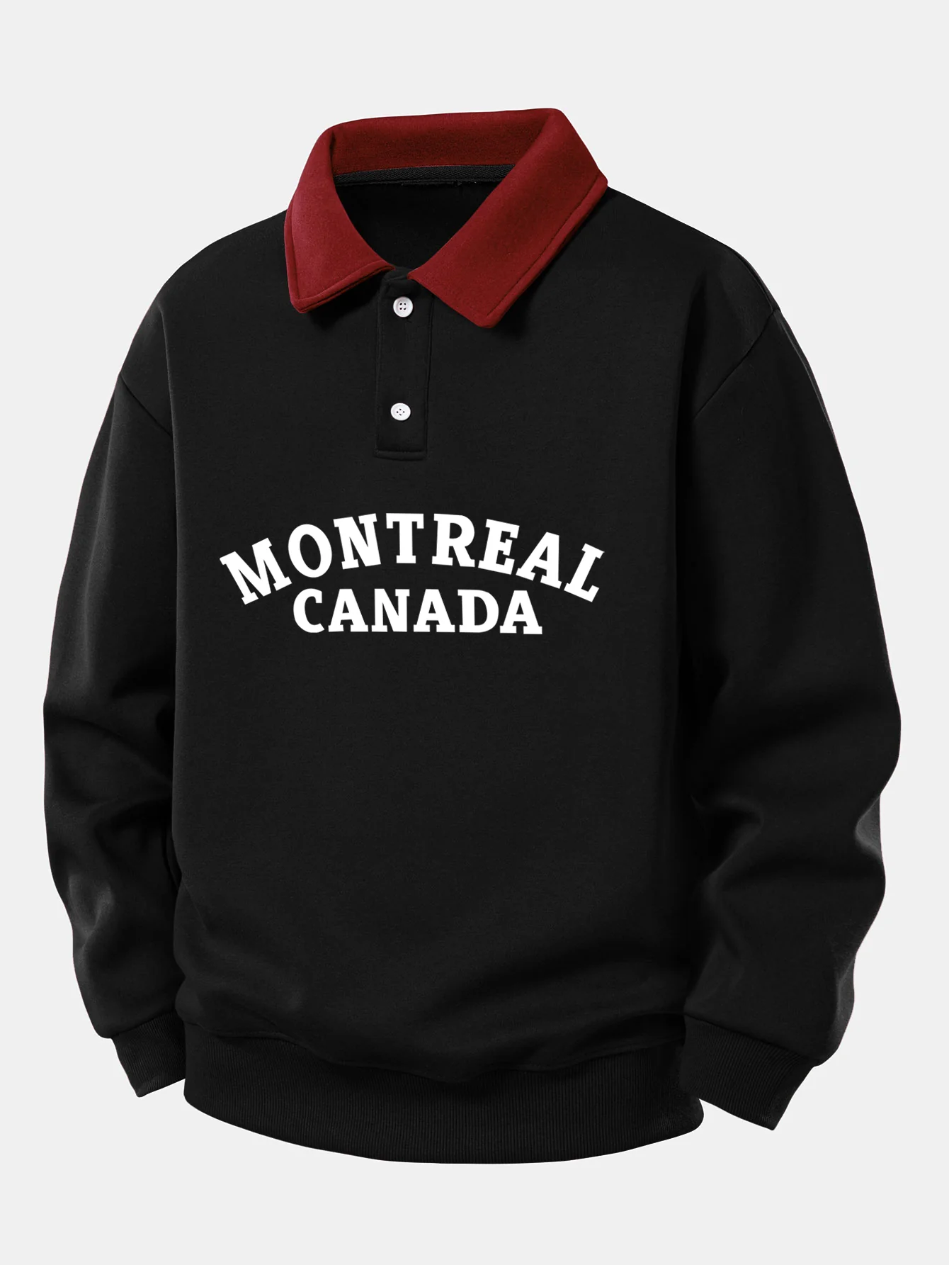 Relax Fit Montreal Canada Print Kontrast Poloshirts Sweatshirt - Image 7
