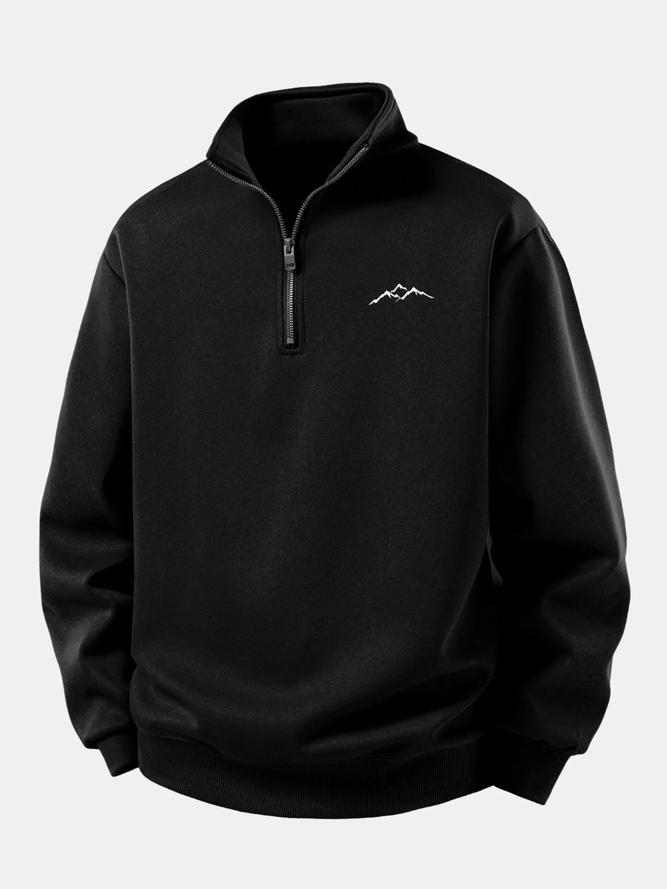 Relax Fit Mountain Print Quarter Zip Sweatshirt - Image 5