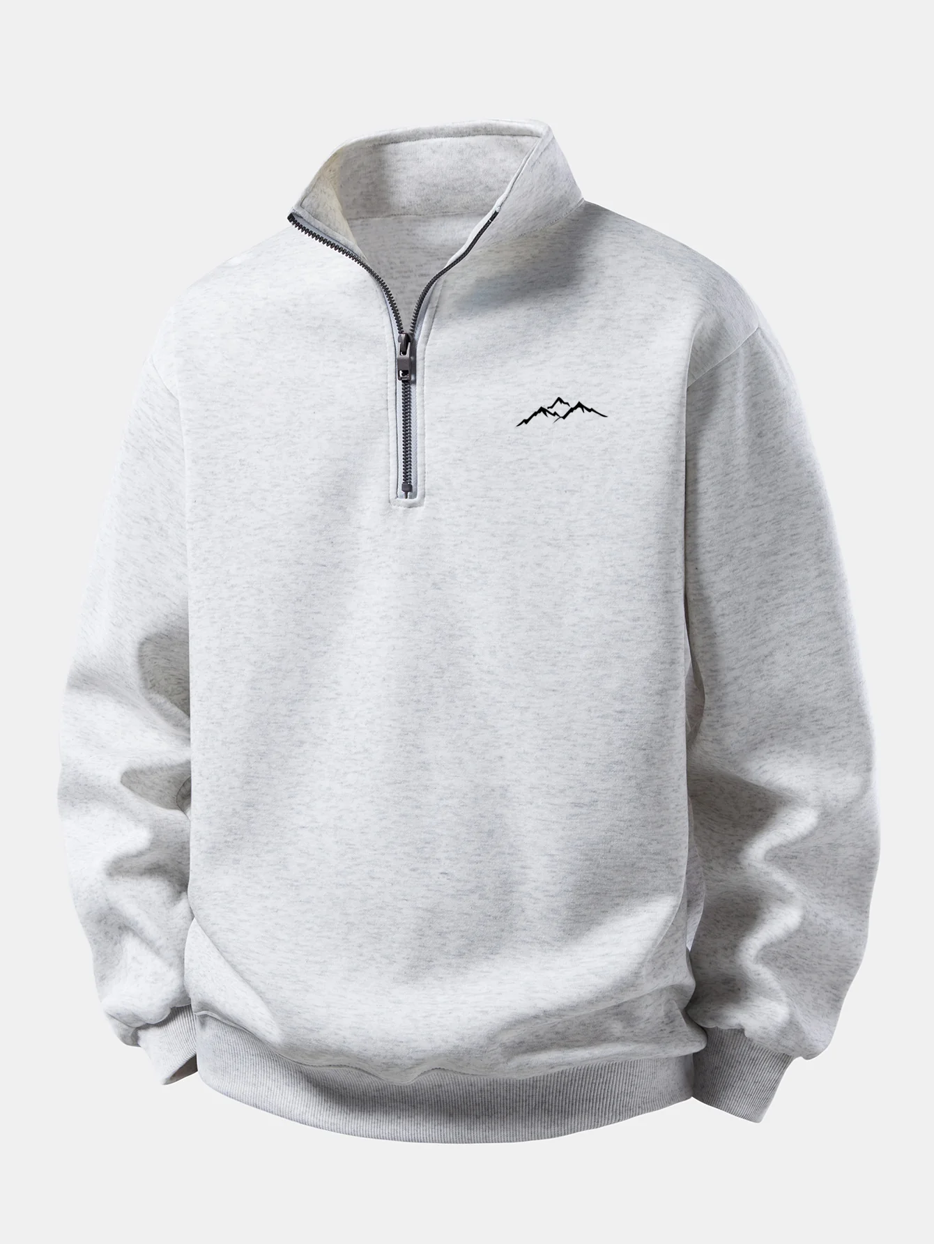 Relax Fit Mountain Print Quarter Zip Sweatshirt - Image 7