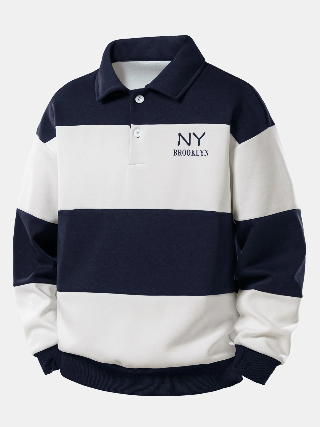 Relax Fit New York Print Farbe Block Poloshirts Sweatshirt