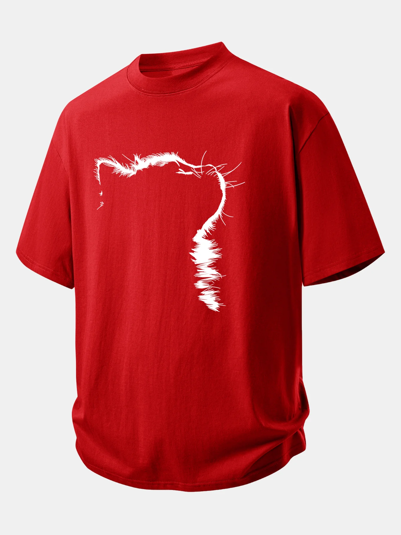 Relax Fit Outline Cat Print Cotton T-Shirt - Image 2