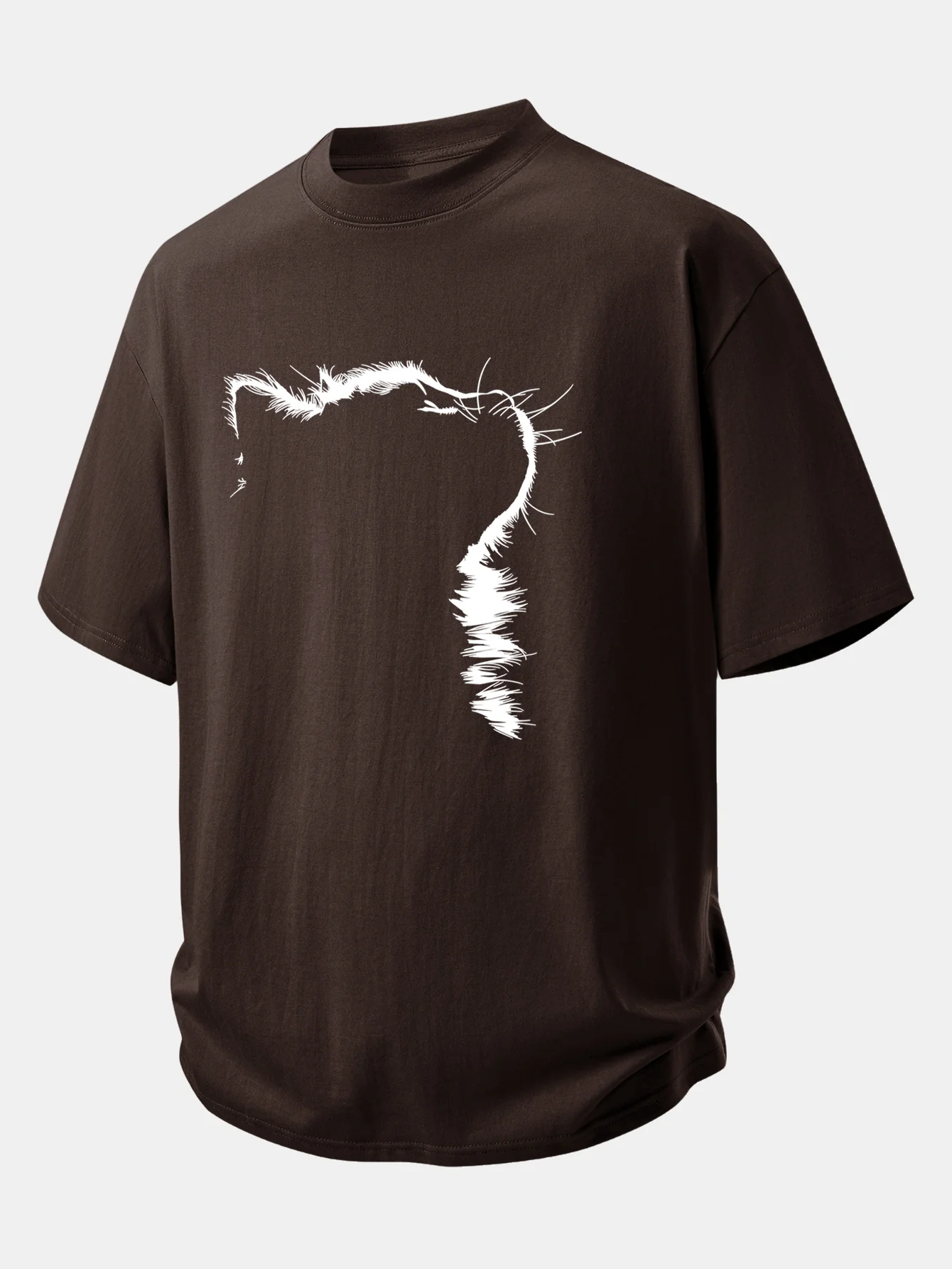 Relax Fit Outline Cat Print Cotton T-Shirt - Image 3