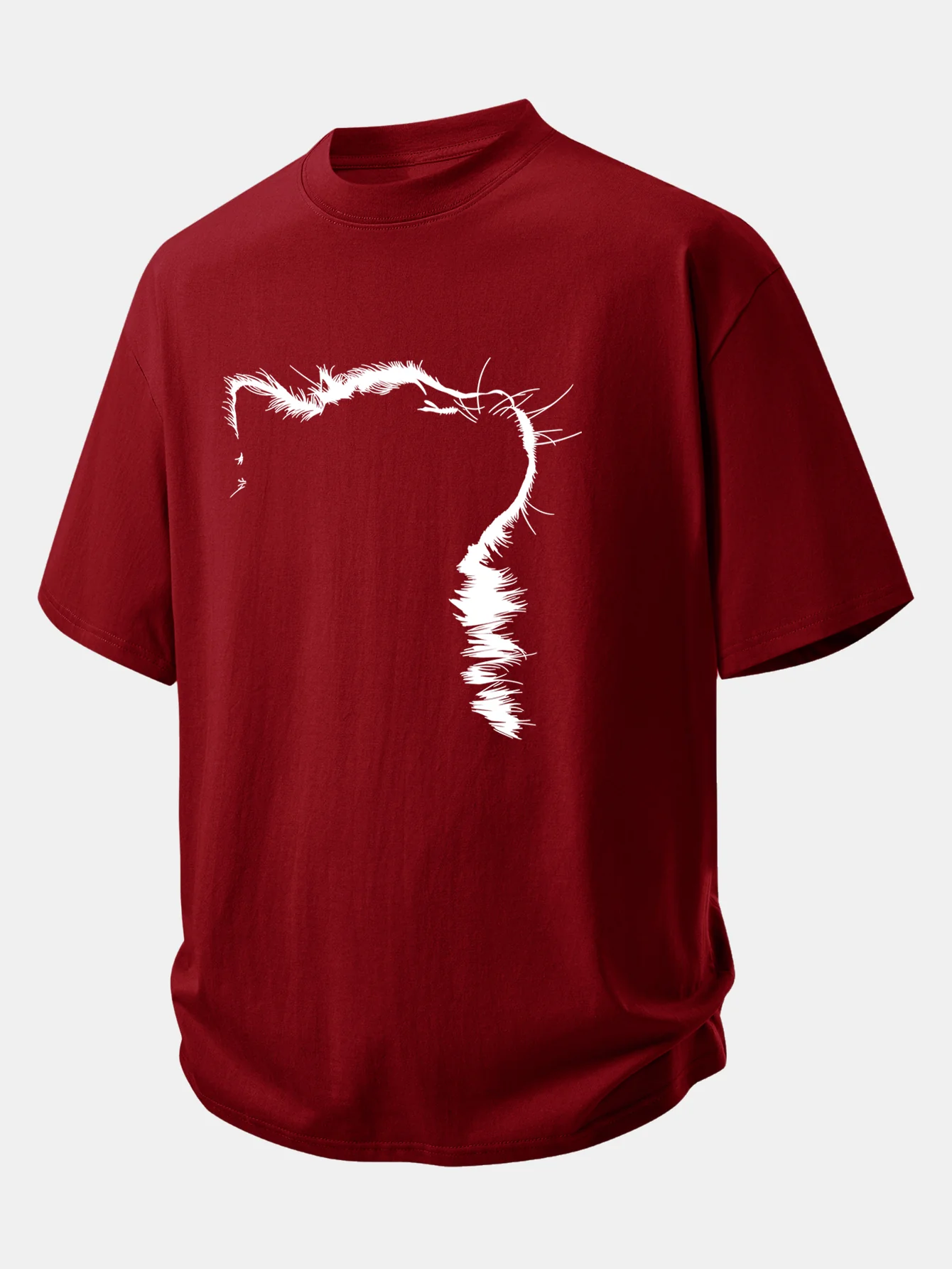 Relax Fit Outline Cat Print Cotton T-Shirt - Image 4
