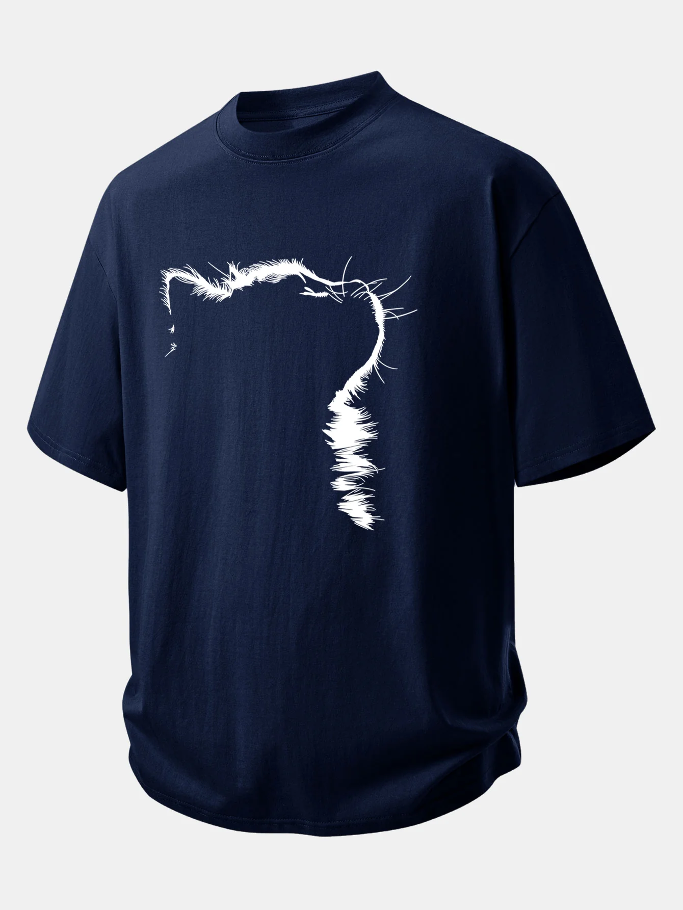 Relax Fit Outline Cat Print Cotton T-Shirt - Image 6