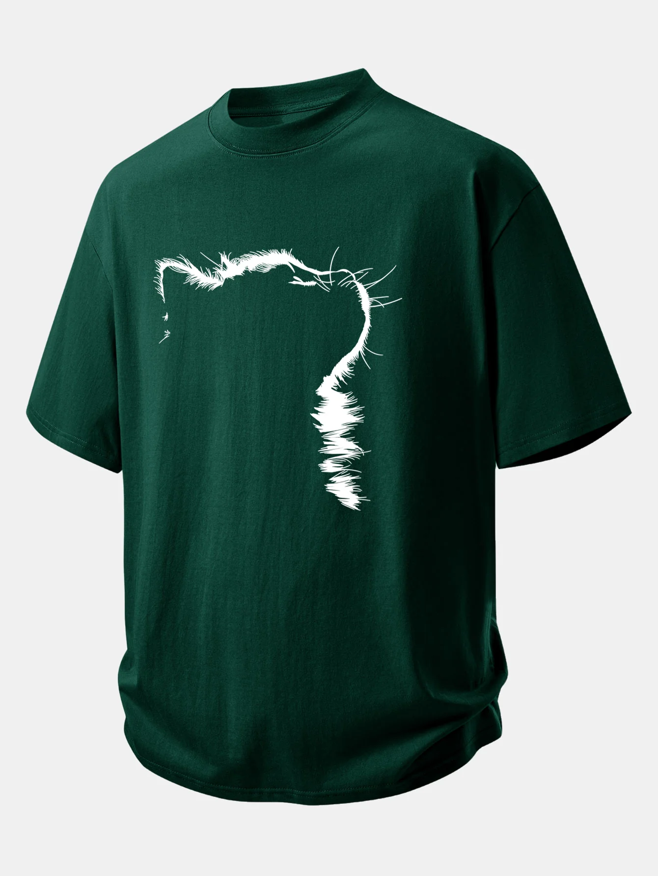 Relax Fit Outline Cat Print Cotton T-Shirt - Image 7