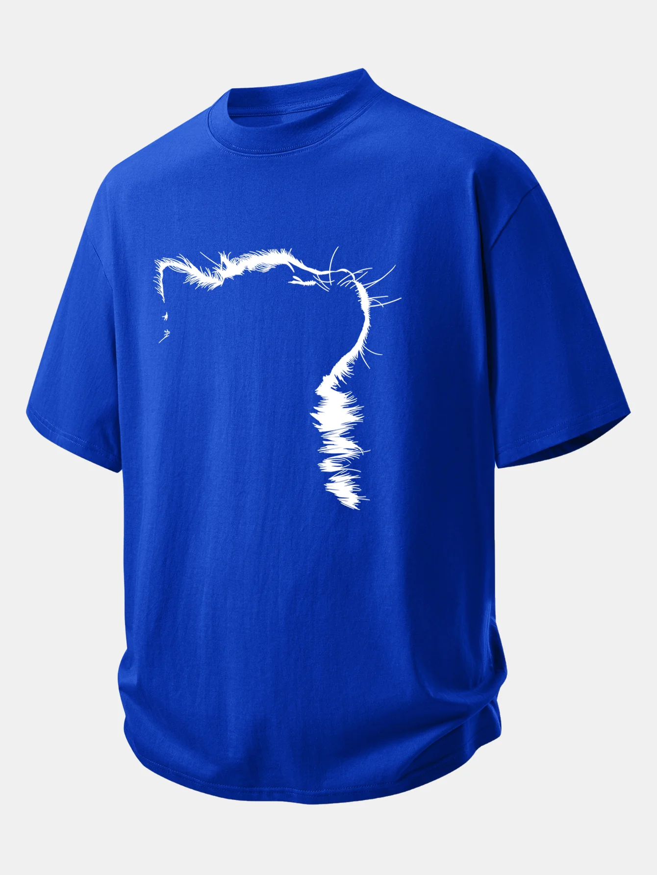 Relax Fit Outline Cat Print Cotton T-Shirt - Image 8