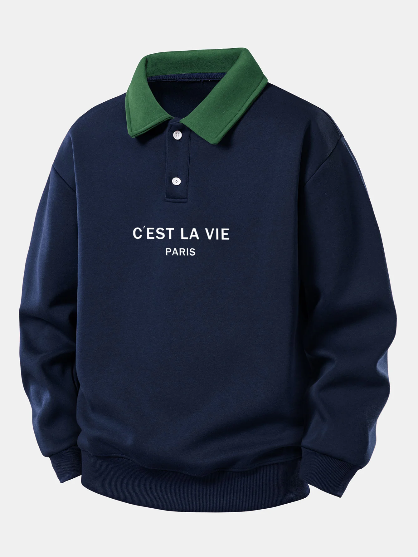Relax Fit Paris Print Contrast Poloshirts Sweatshirt - Image 2