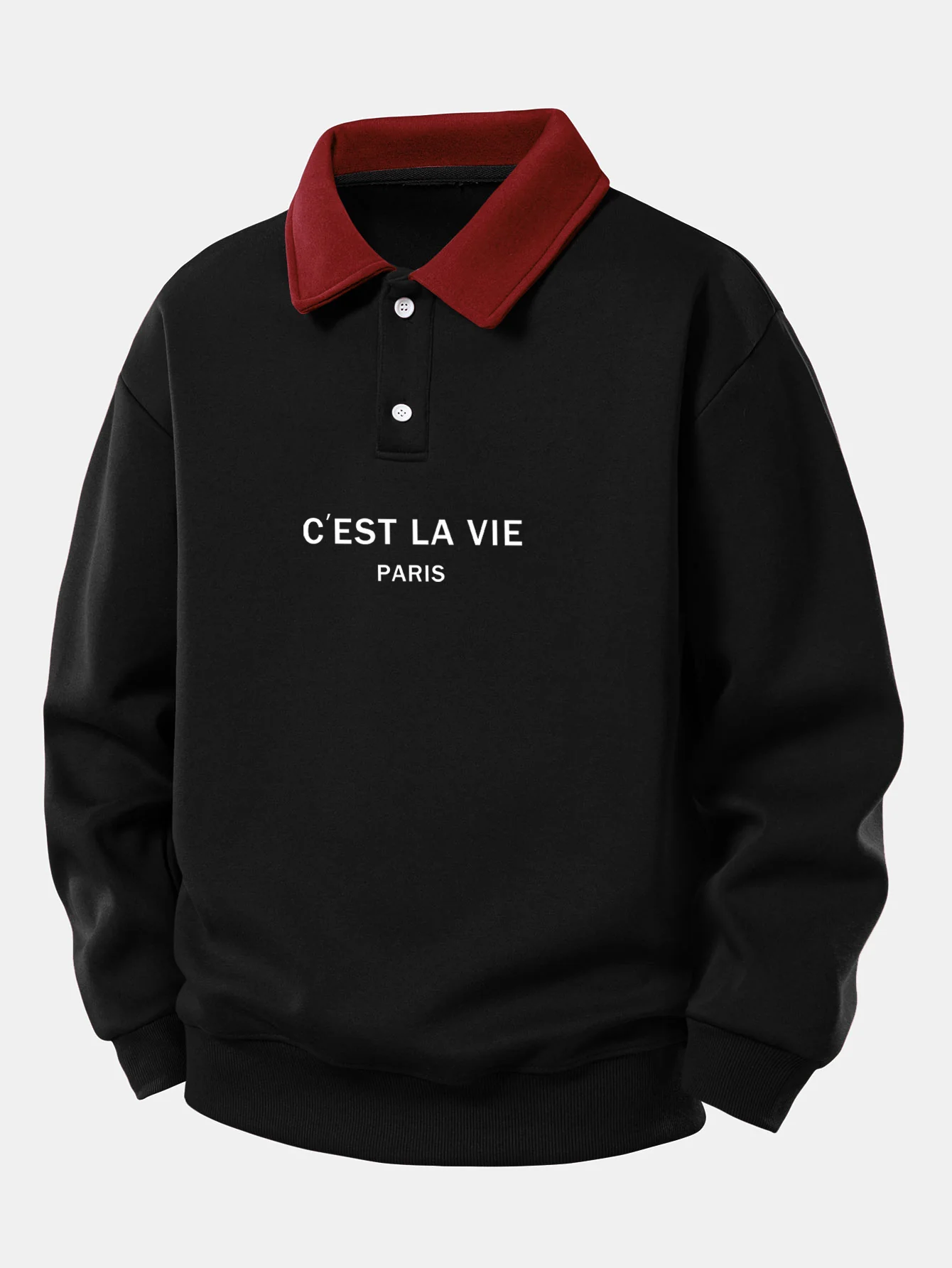 Relax Fit Paris Print Contrast Poloshirts Sweatshirt - Image 4