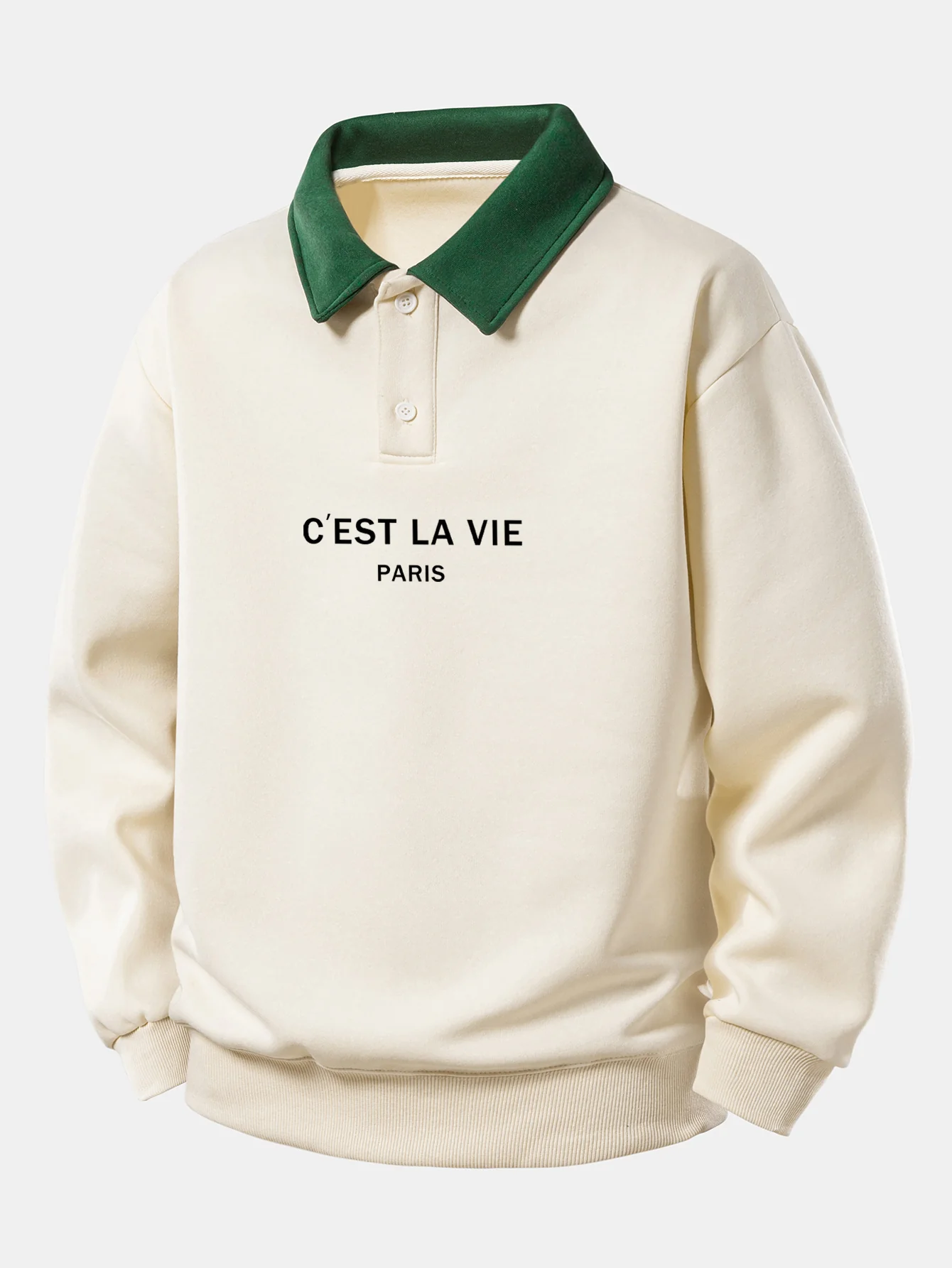 Relax Fit Paris Print Contrast Poloshirts Sweatshirt - Image 6
