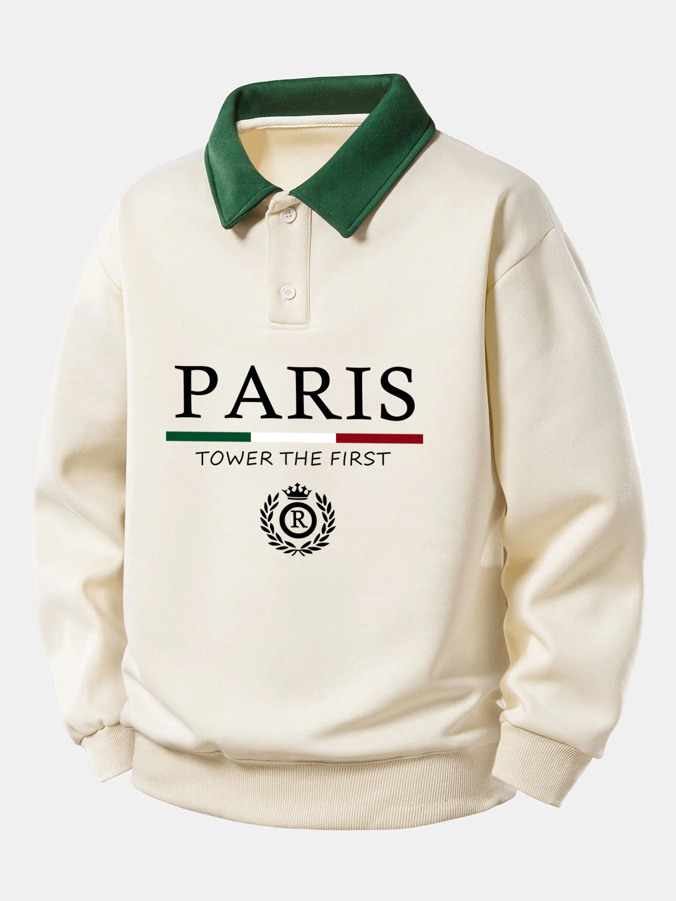 Relax Fit Paris Print Contrast Poloshirts Sweatshirt