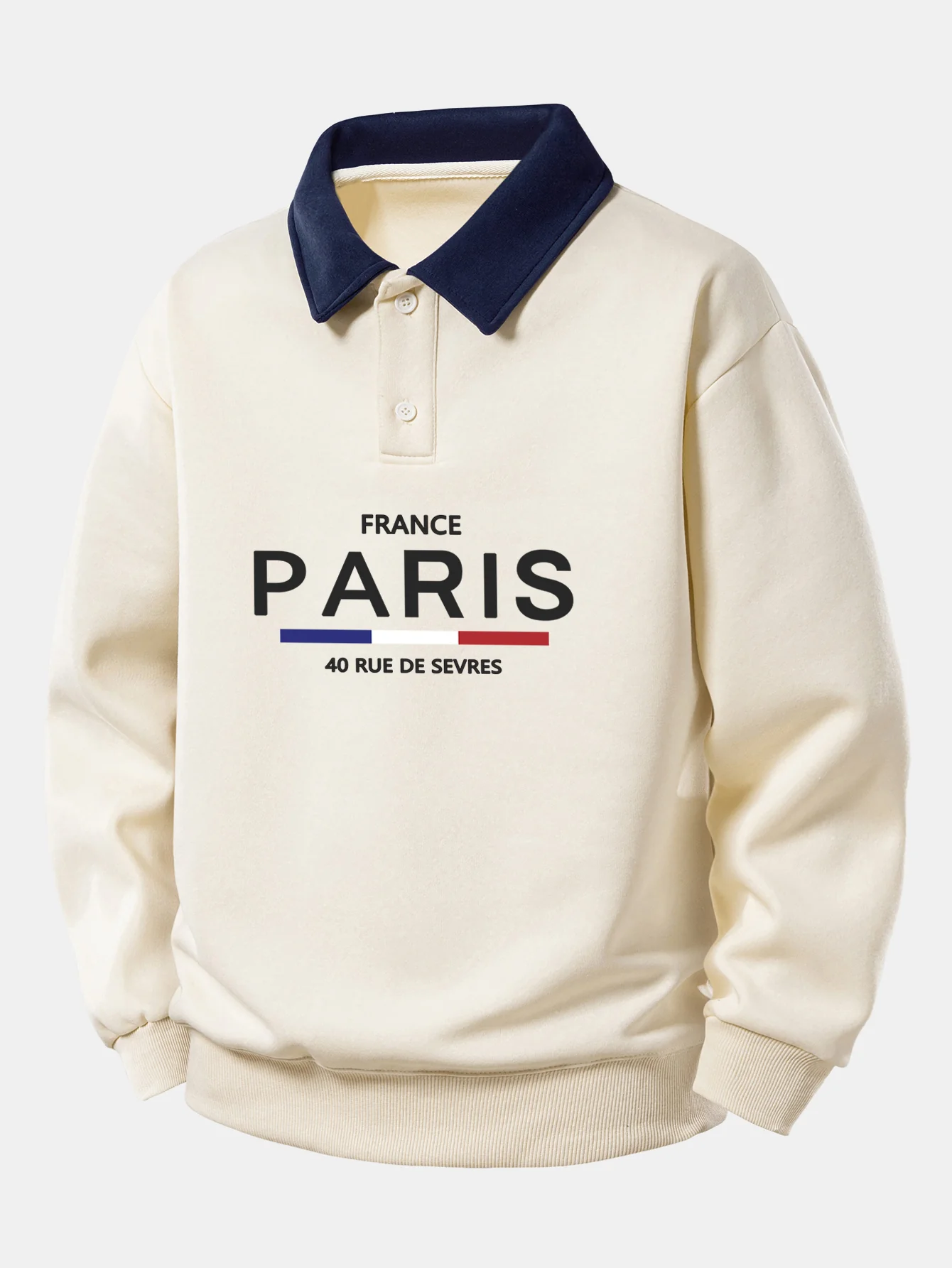 Relax Fit Paris Print Contrast Poloshirts Sweatshirt - Image 7