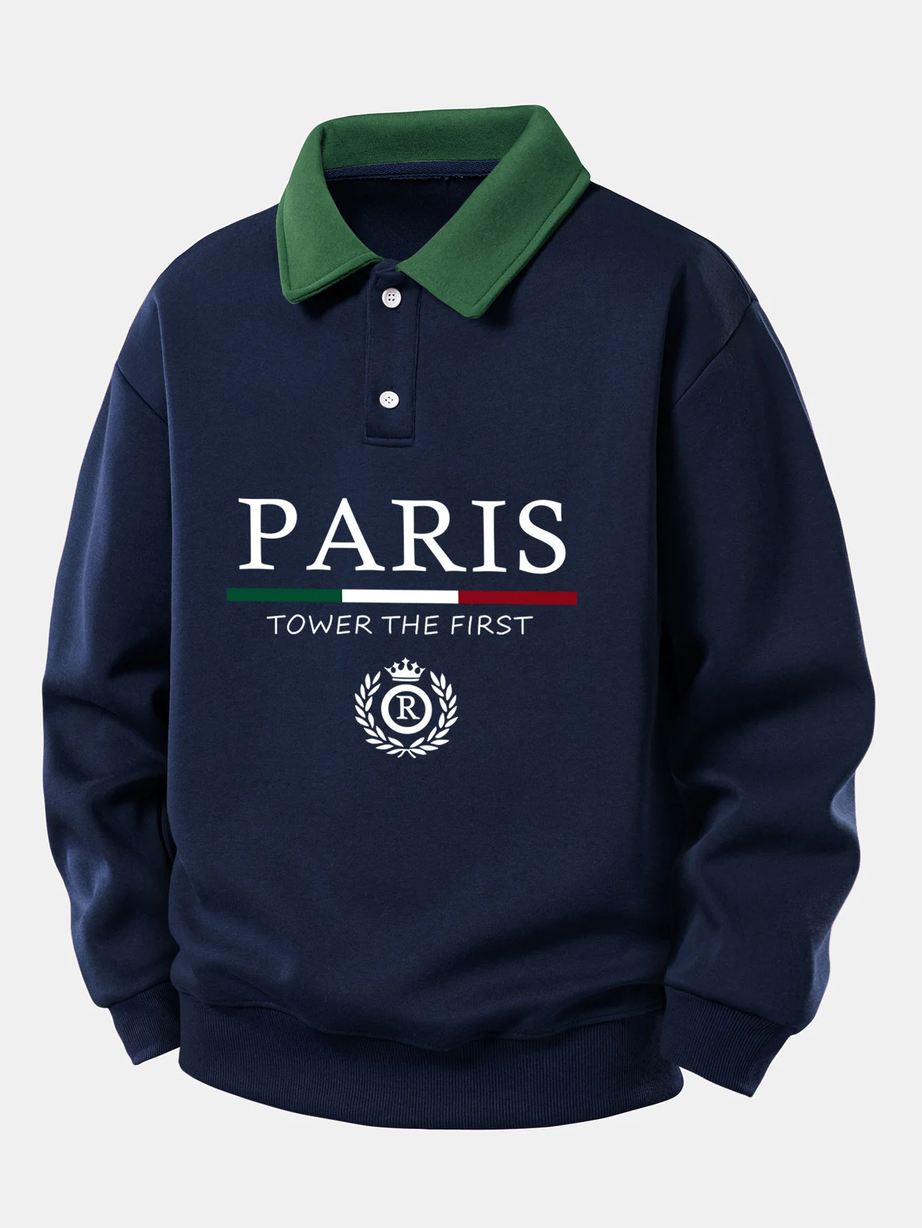 Relax Fit Paris Print Contrast Poloshirts Sweatshirt - Image 5
