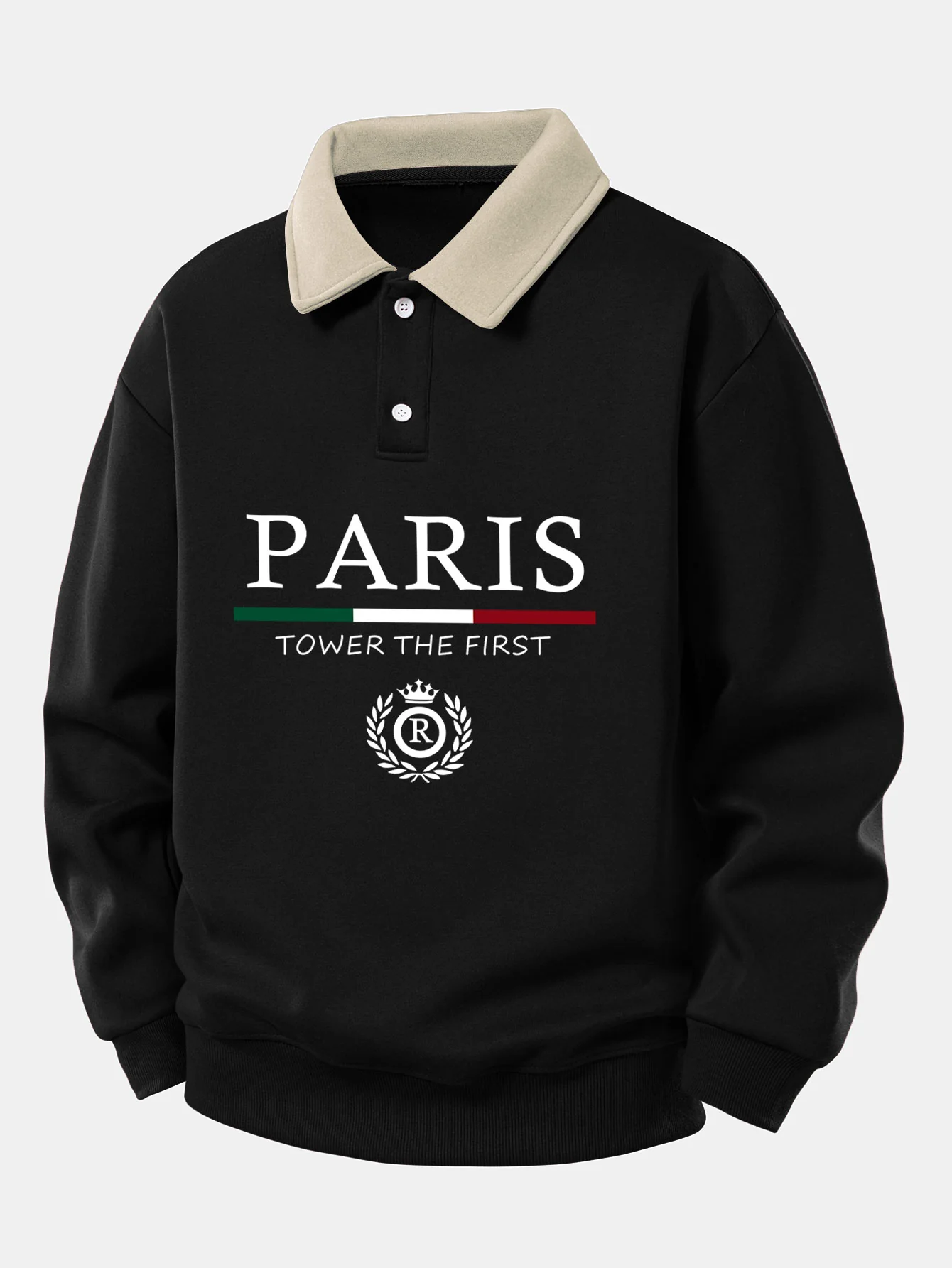 Relax Fit Paris Print Contrast Poloshirts Sweatshirt - Image 7