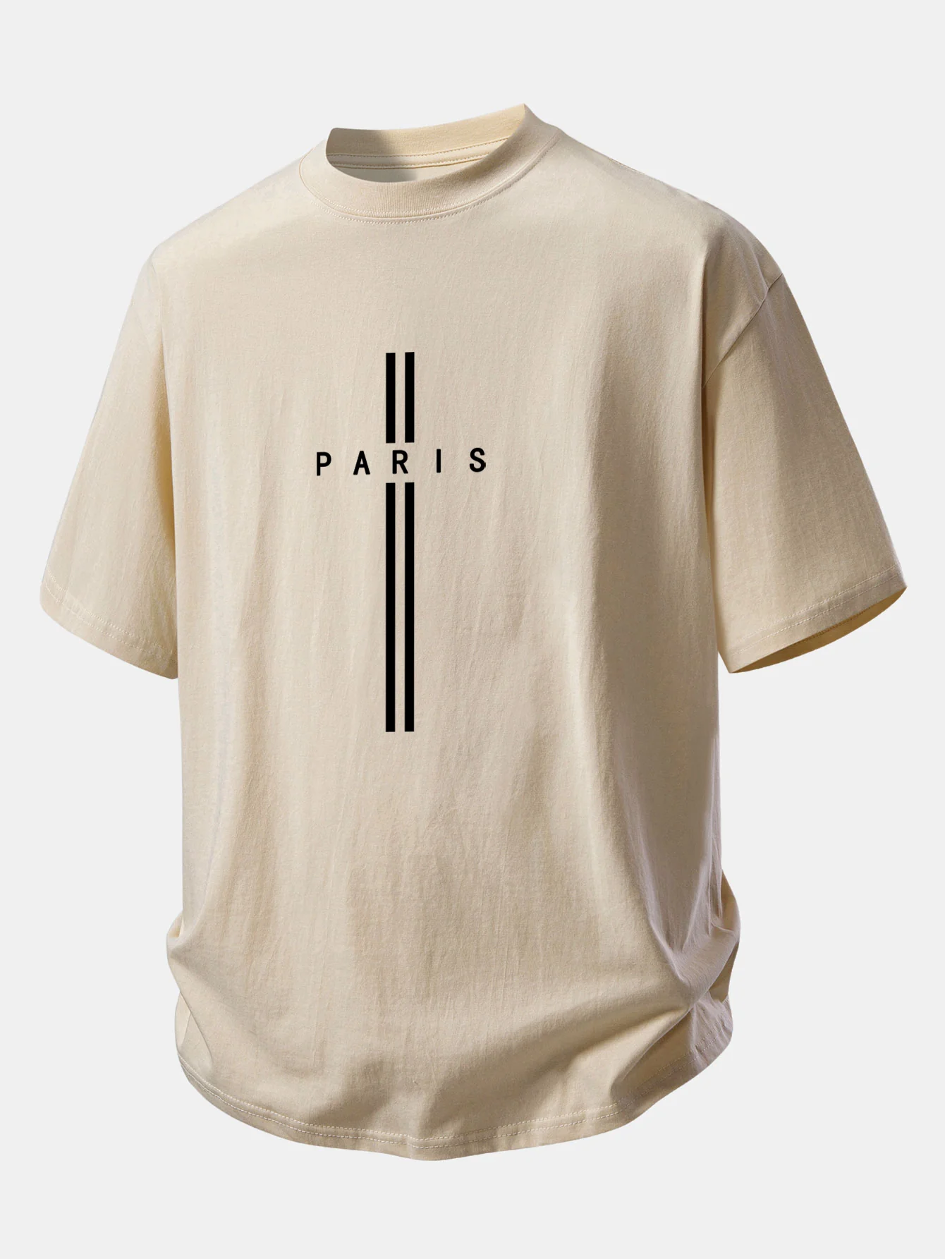 Relax Fit Paris Stripe Print Cotton T-Shirt - Image 3