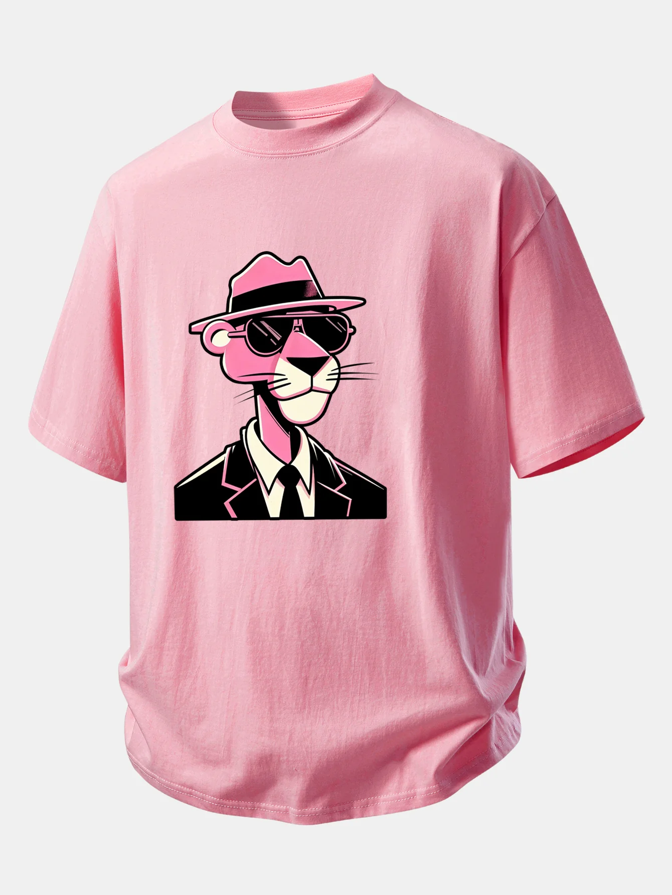 Relax Fit Pink Panther Gentleman Print Cotton T-Shirt