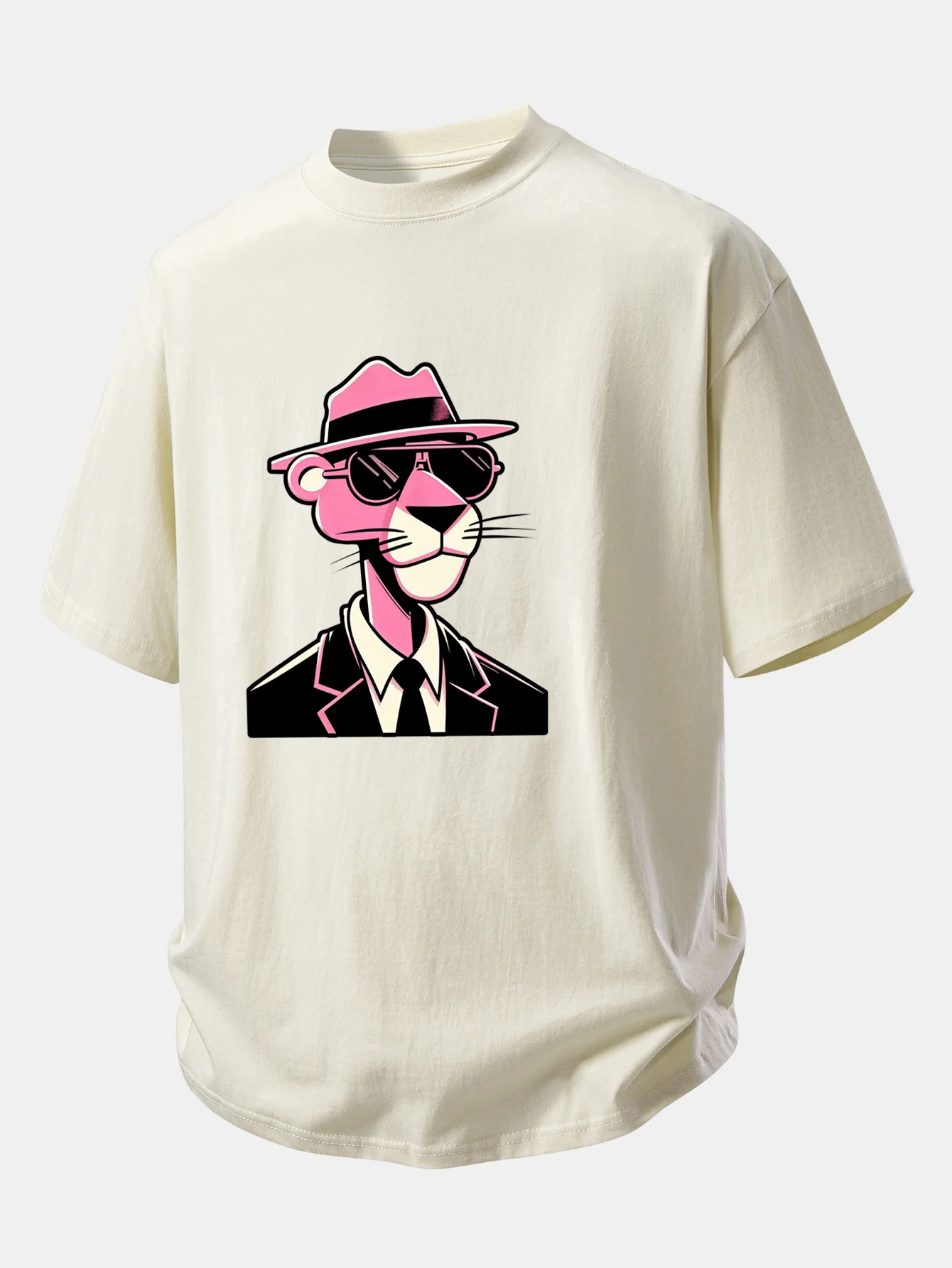 Relax Fit Pink Panther Gentleman Print Cotton T-Shirt - Image 5