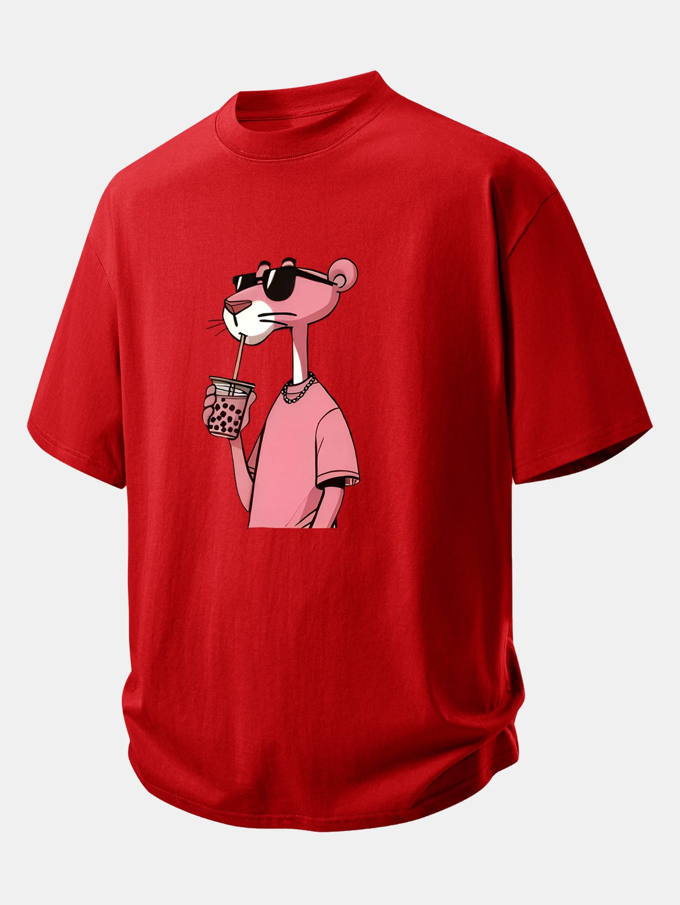Relax Fit Pink Panther Print Cotton T-Shirt - Image 10