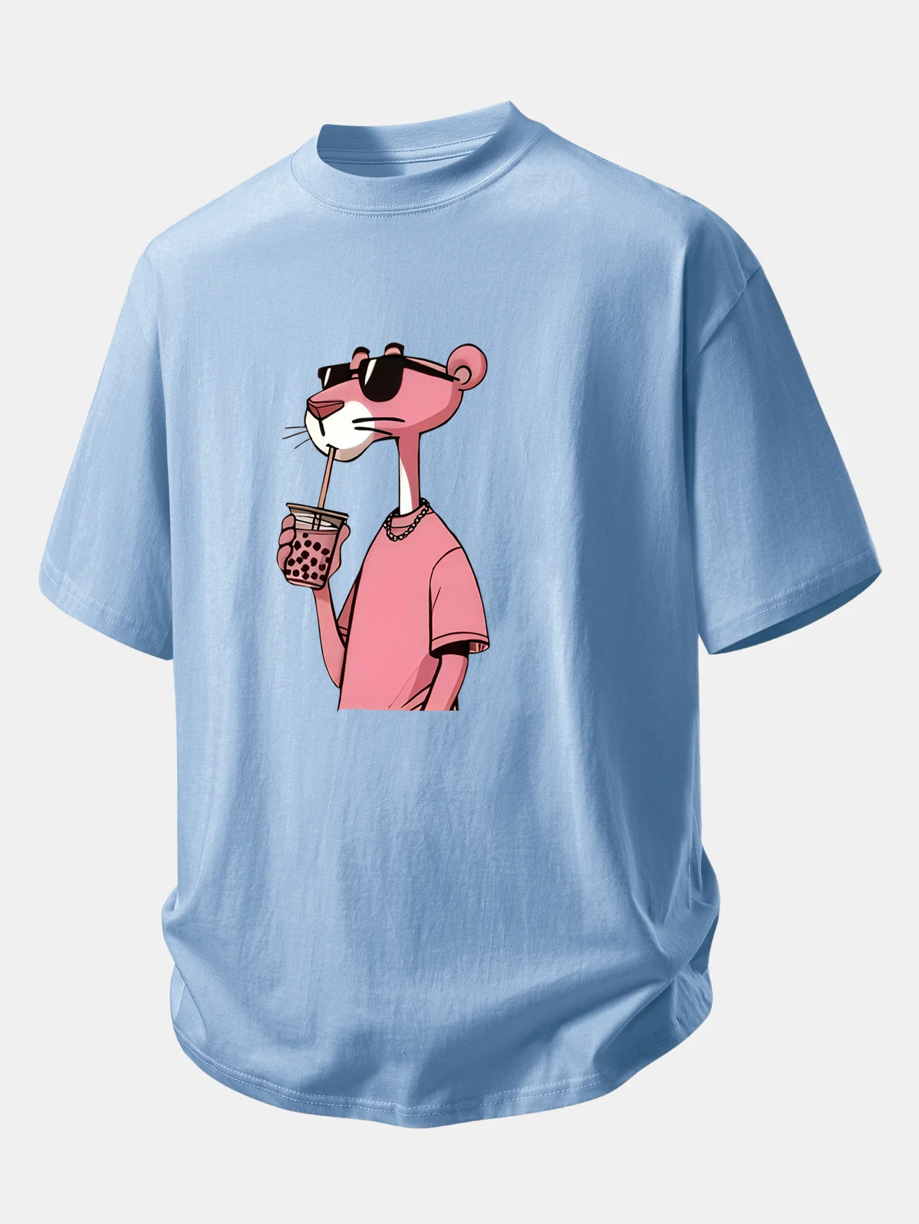 Relax Fit Pink Panther Print Cotton T-Shirt - Image 11