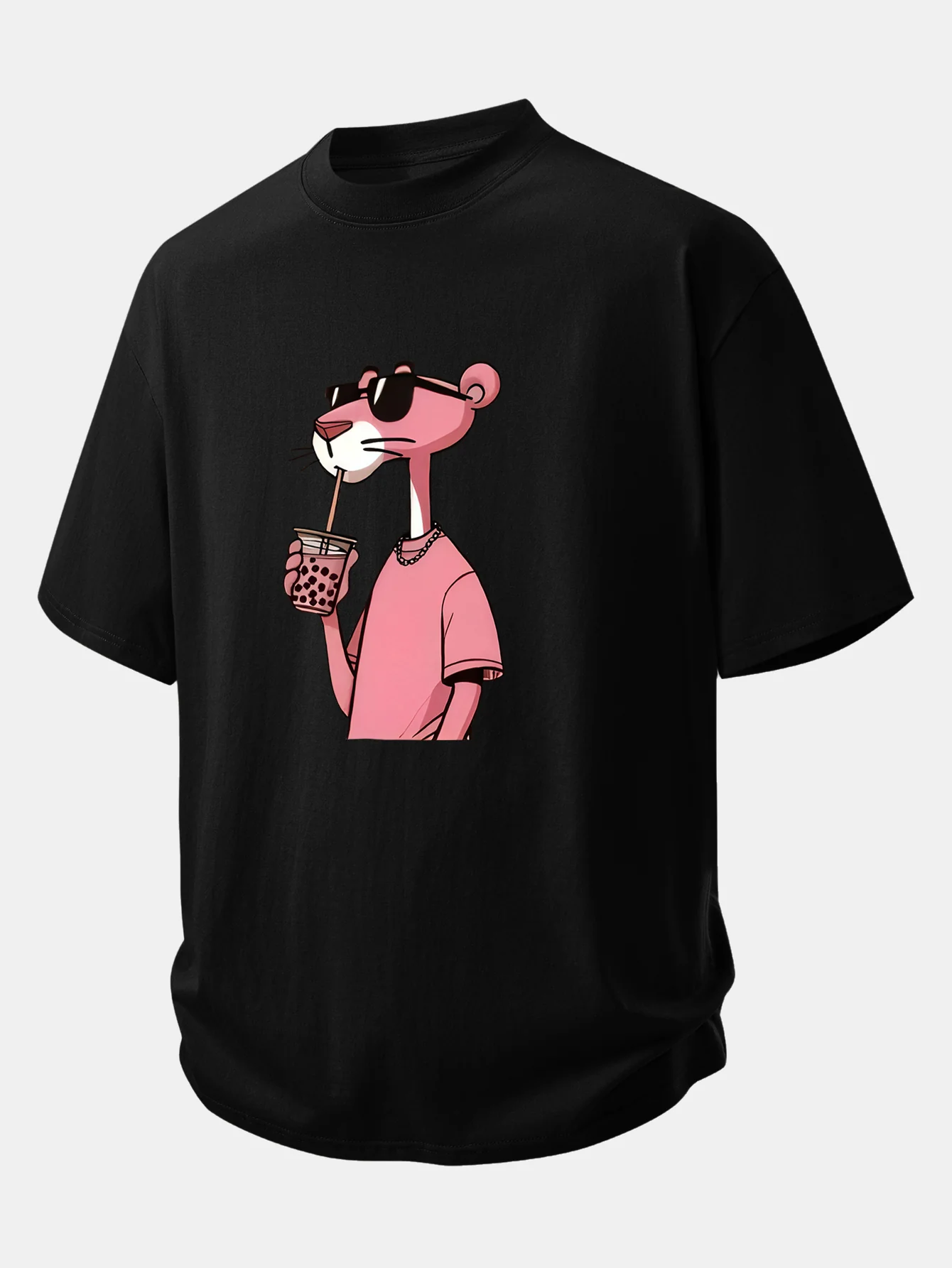 Relax Fit Pink Panther Print Cotton T-Shirt - Image 2