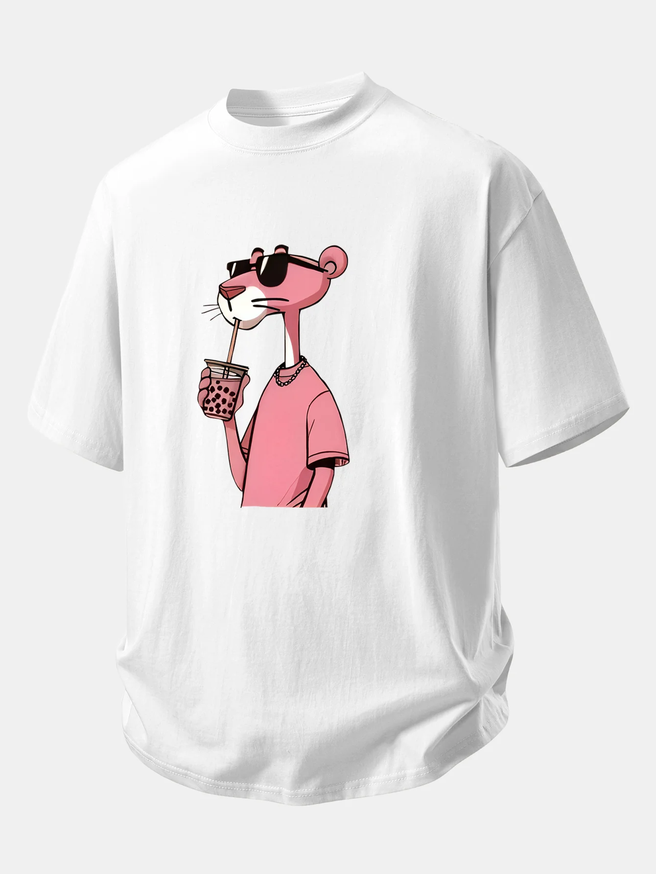 Relax Fit Pink Panther Print Cotton T-Shirt - Image 3