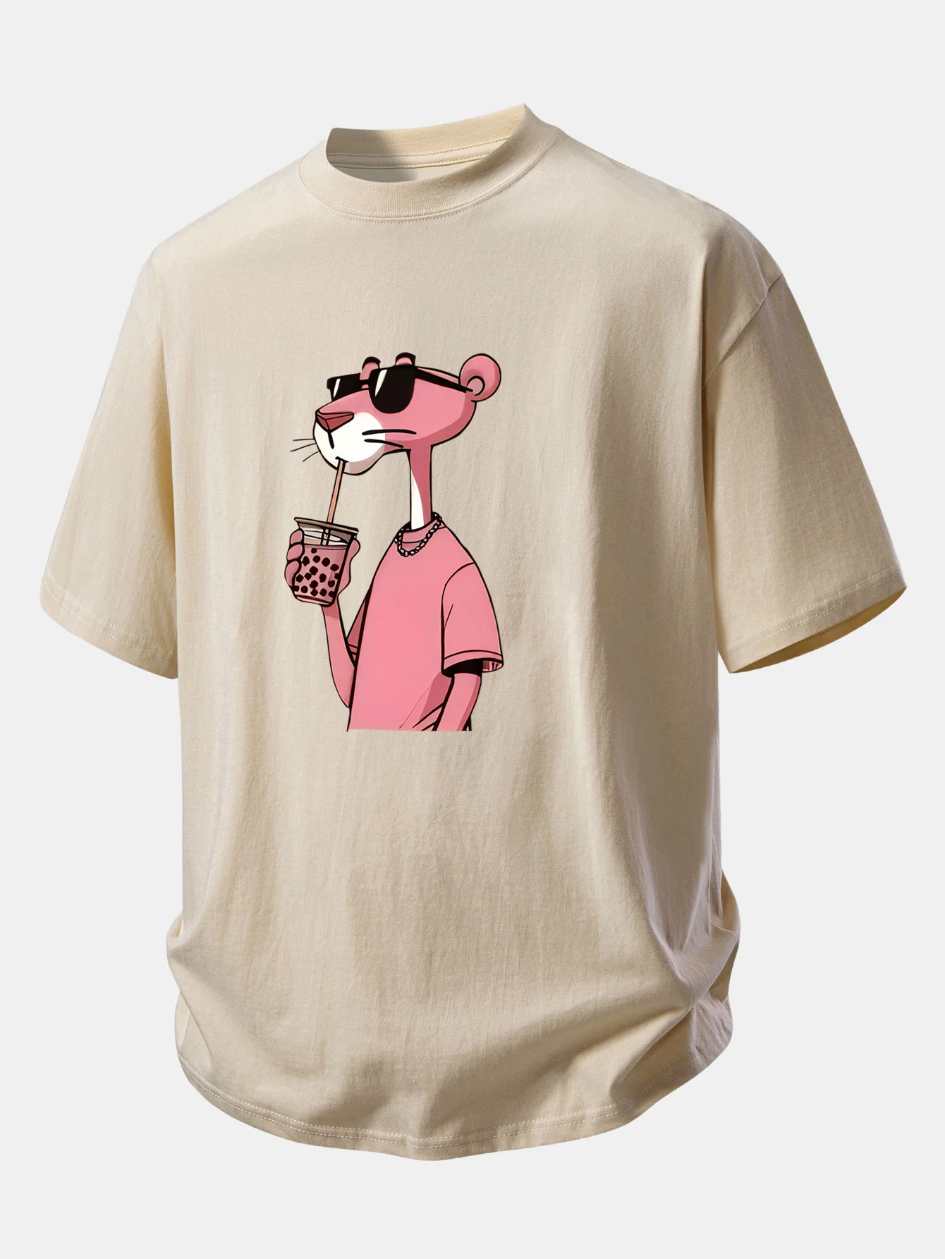 Relax Fit Pink Panther Print Cotton T-Shirt - Image 4