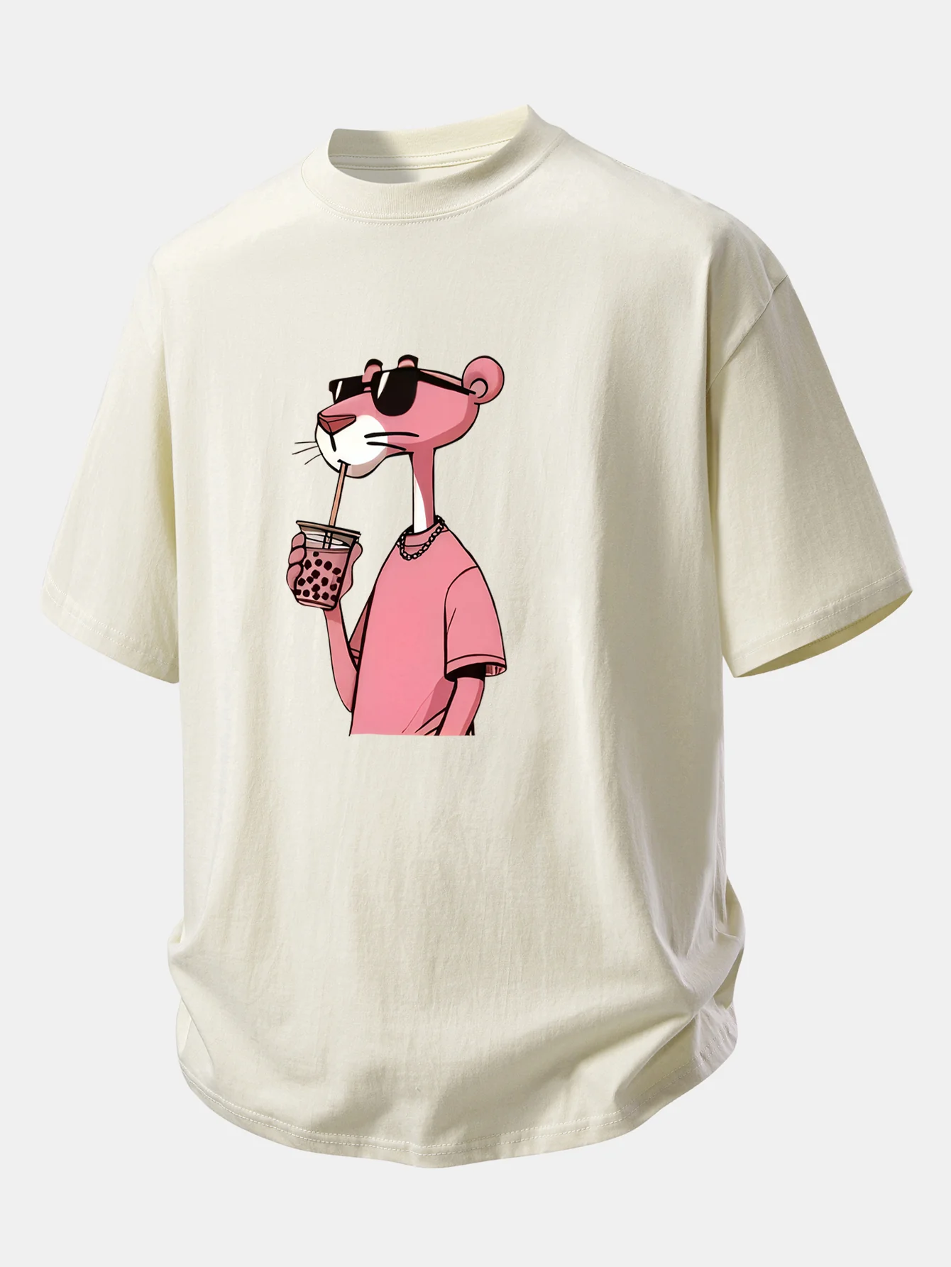 Relax Fit Pink Panther Print Cotton T-Shirt - Image 5