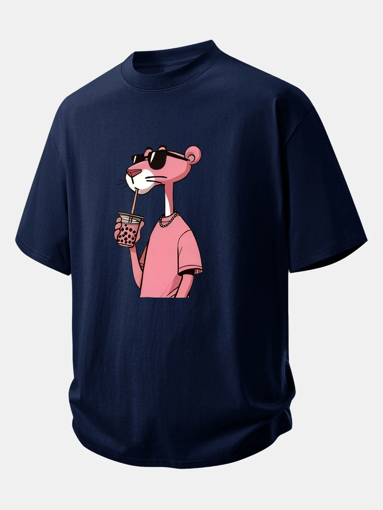 Relax Fit Pink Panther Print Cotton T-Shirt - Image 6