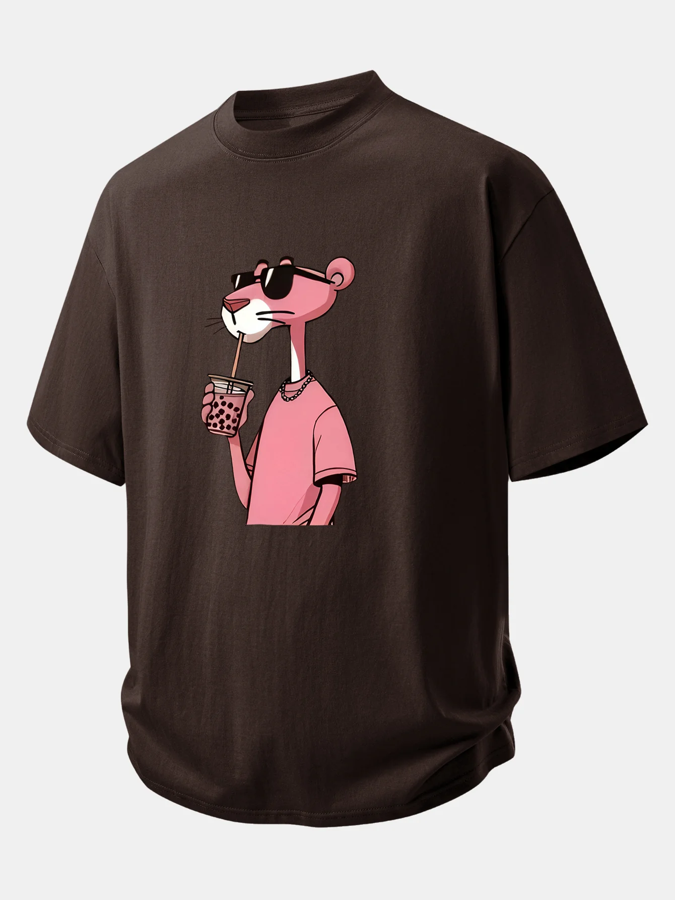Relax Fit Pink Panther Print Cotton T-Shirt - Image 7