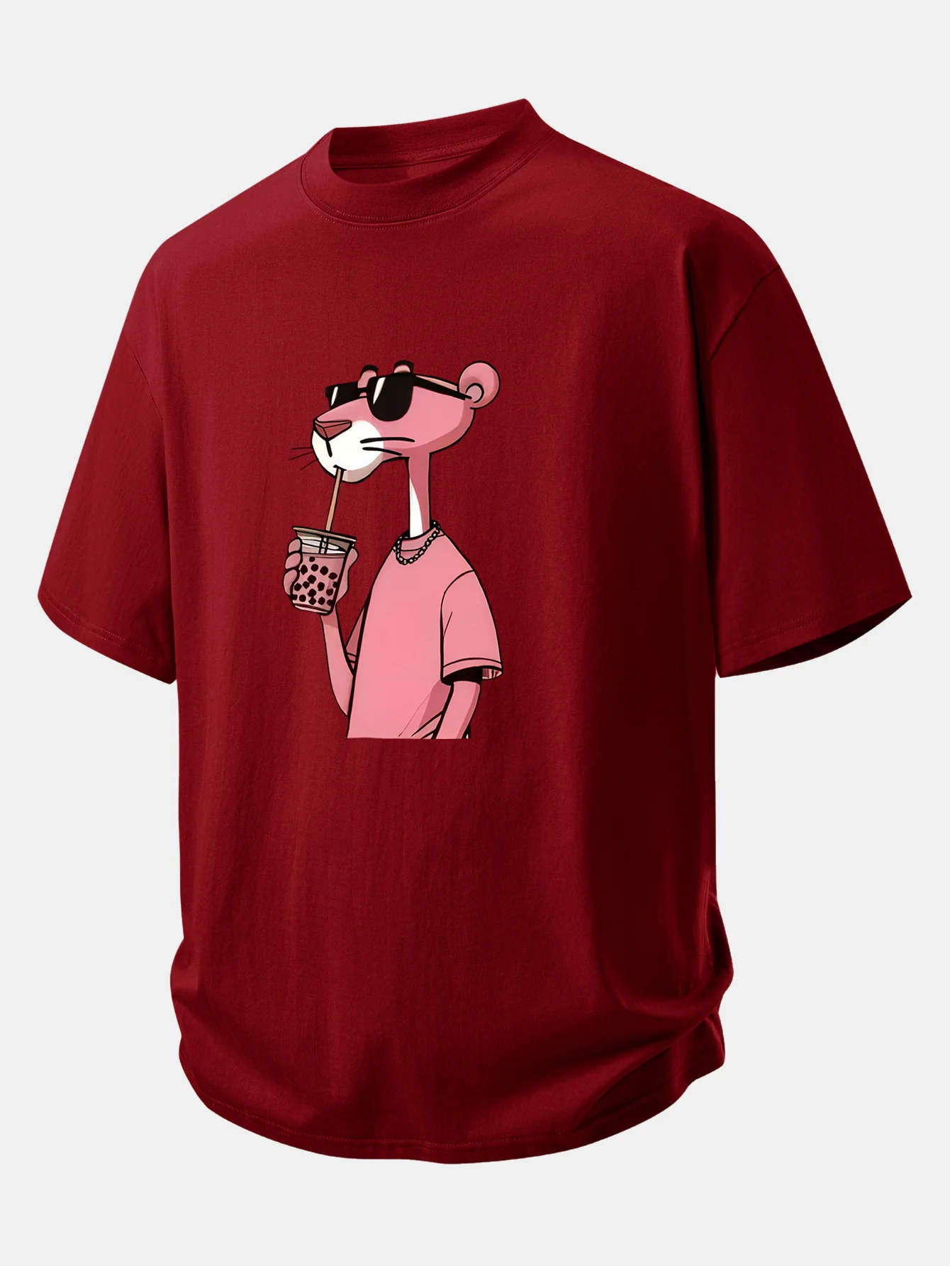 Relax Fit Pink Panther Print Cotton T-Shirt - Image 8