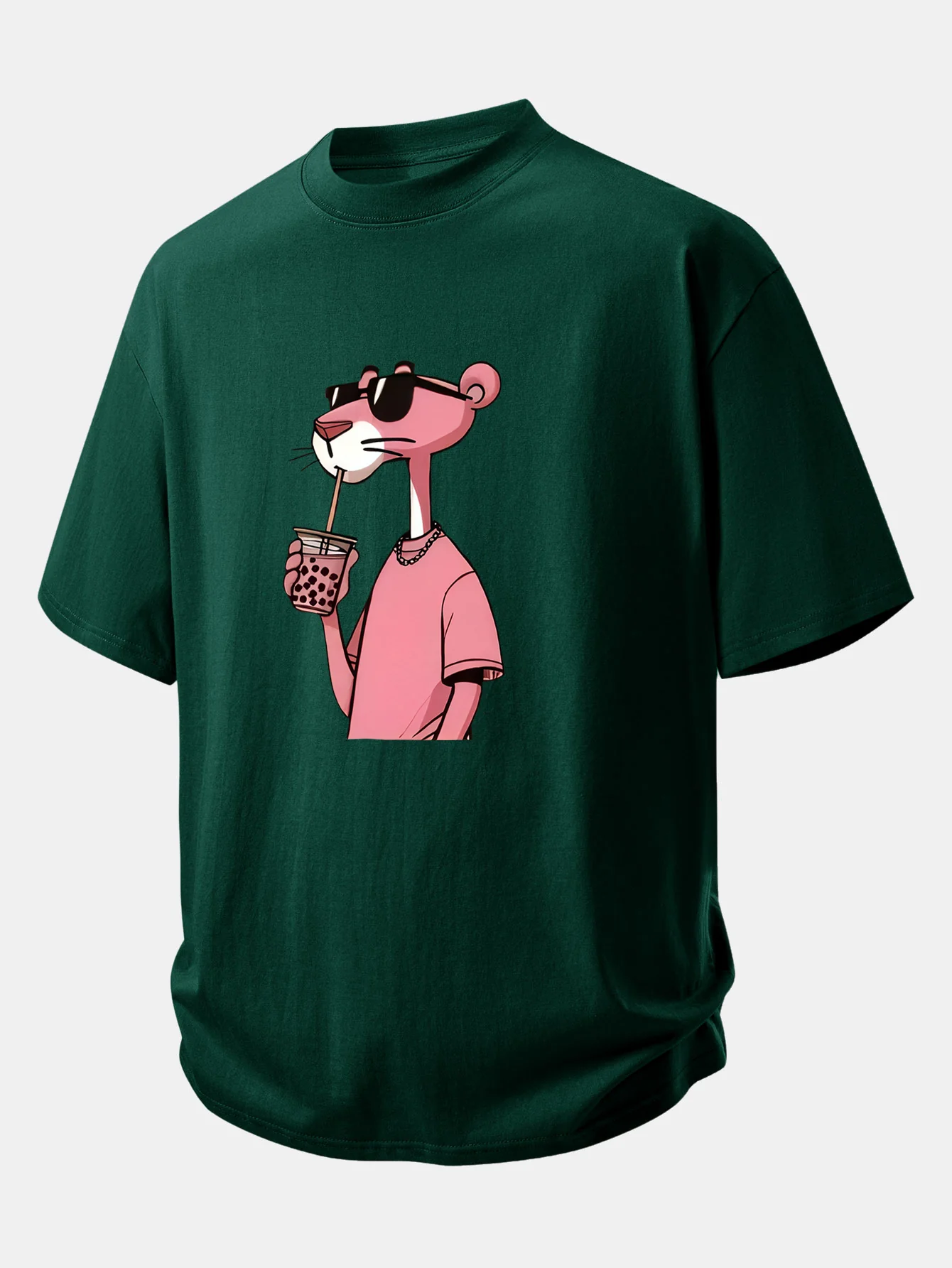 Relax Fit Pink Panther Print Cotton T-Shirt - Image 9
