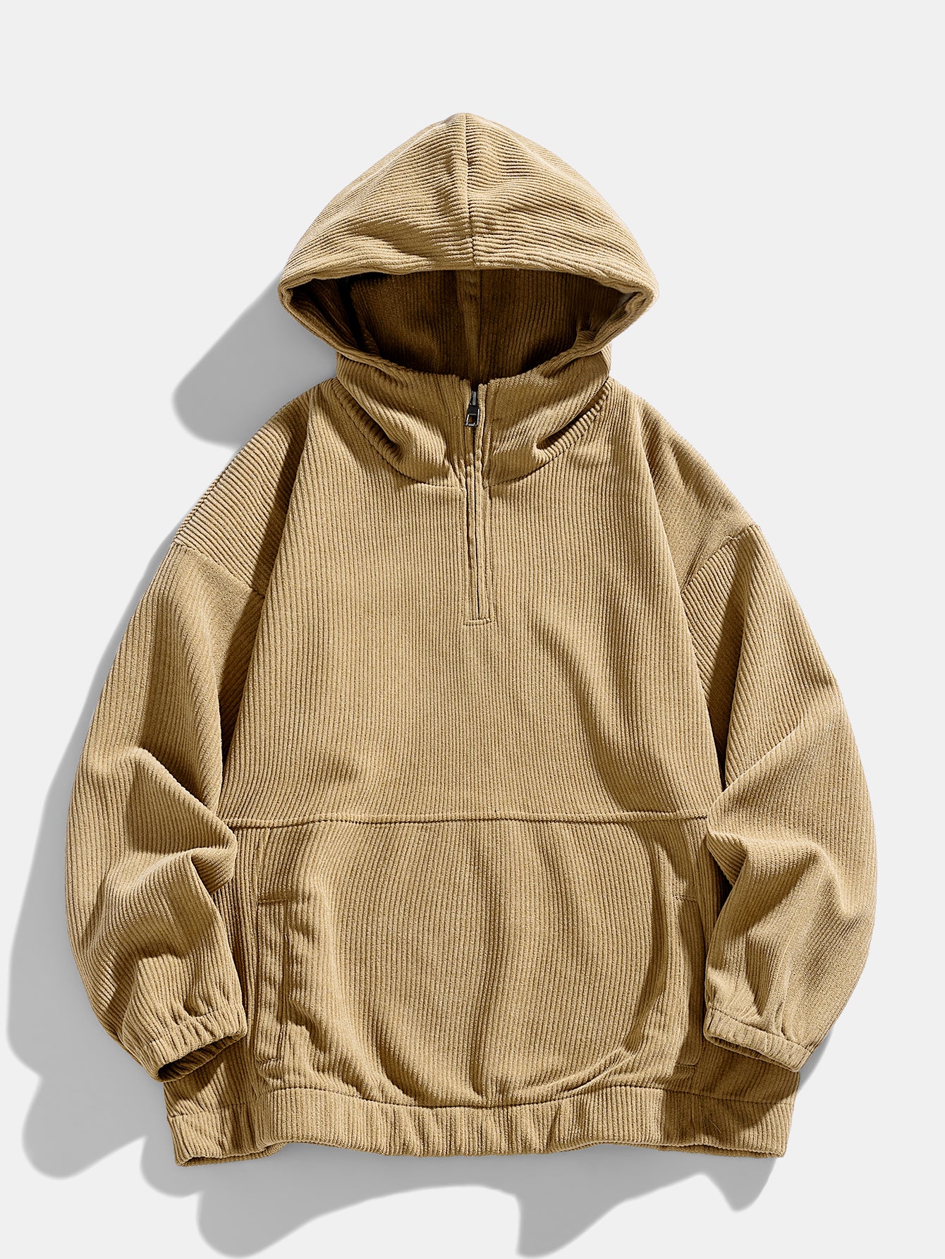 Relax Fit Corduroy Half-Zip Hooded Pullover