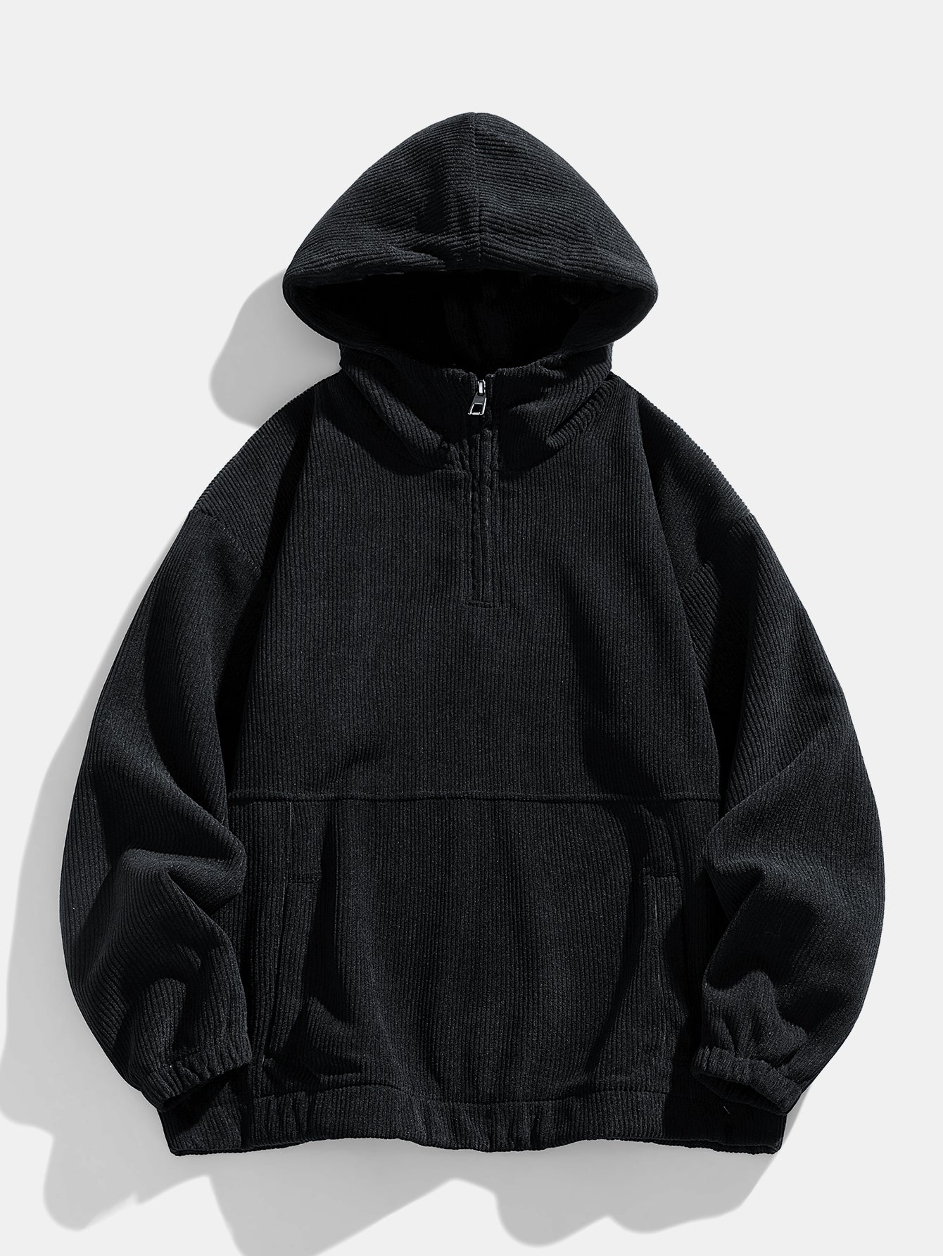Relax Fit Corduroy Half-Zip Hooded Pullover - Image 3