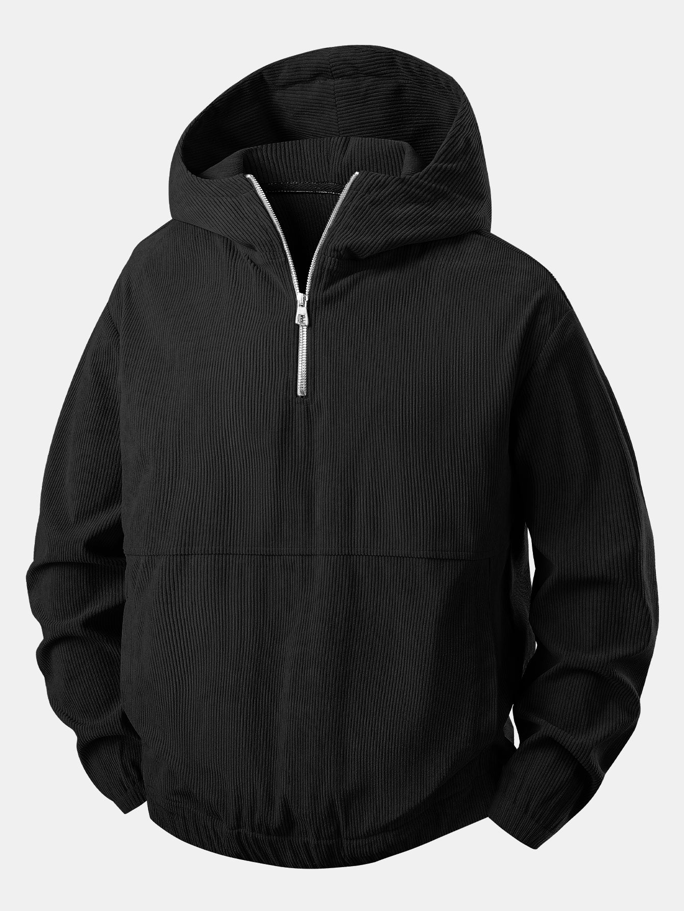 Relax Fit Quarter-Zip Corduroy Hoodie - Image 3