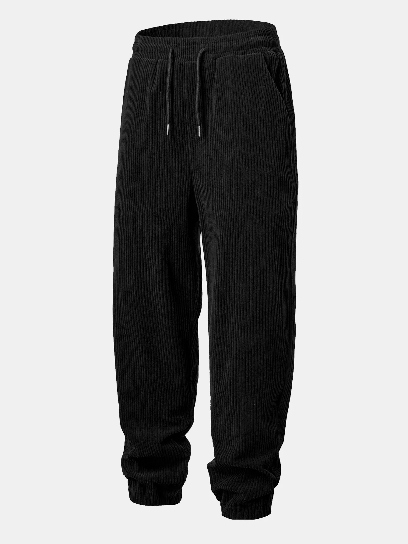 Relax Fit Quarter Zip Ethnic Geometric Patchwork Teddy Sweatshirt & Corduroy Jogger Pants - Image 5
