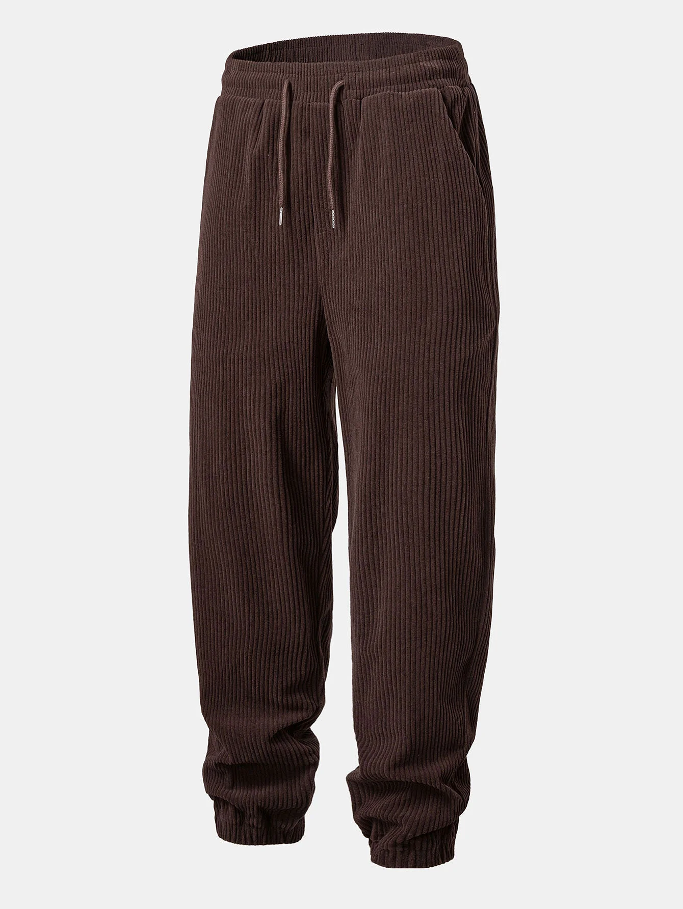 Relax Fit Quarter Zip Ethnic Geometric Patchwork Teddy Sweatshirt & Corduroy Jogger Pants - Image 9