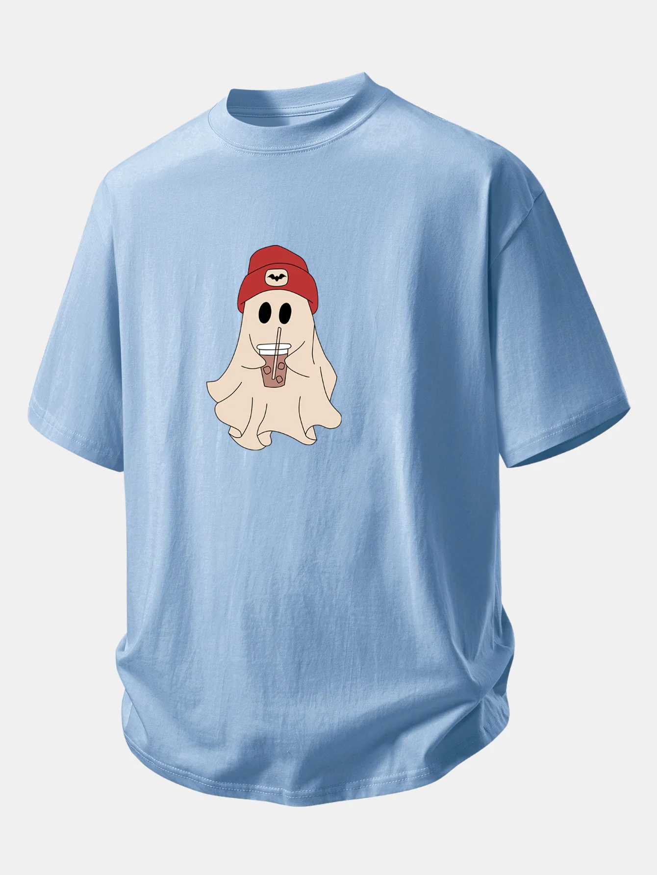 Relax Fit Red Hat Ghost Print Cotton T-Shirt - Image 10