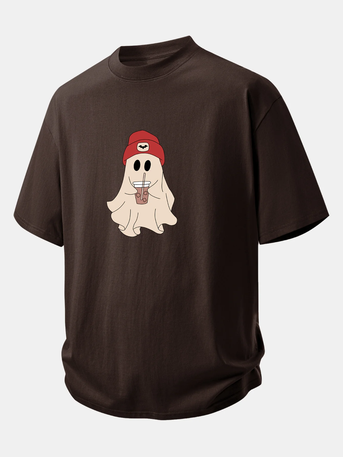 Relax Fit Red Hat Ghost Print Cotton T-Shirt - Image 4