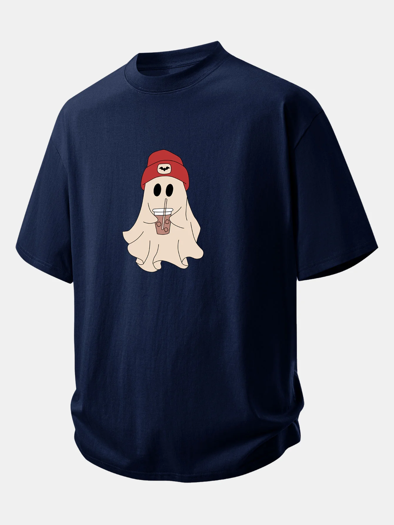 Relax Fit Red Hat Ghost Print Cotton T-Shirt - Image 6